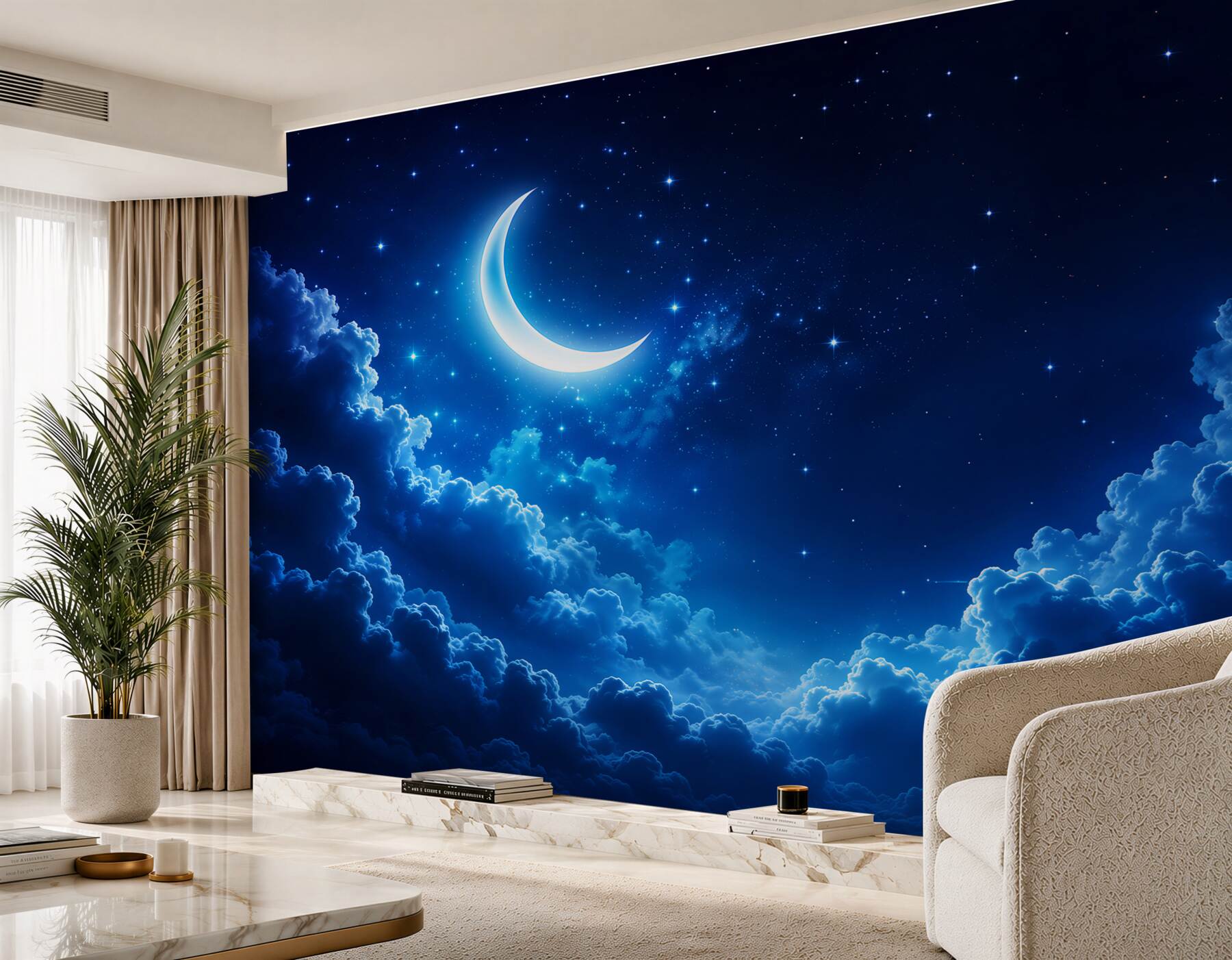 Fototapeta czarodziejski księżyc unosi się nad nocnymi chmurami?v23