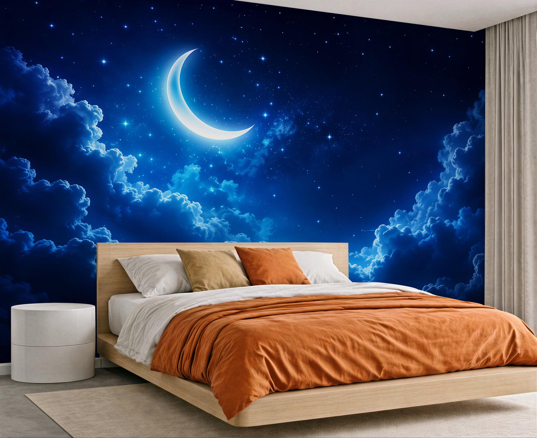 Fototapeta czarodziejski księżyc unosi się nad nocnymi chmurami?v23