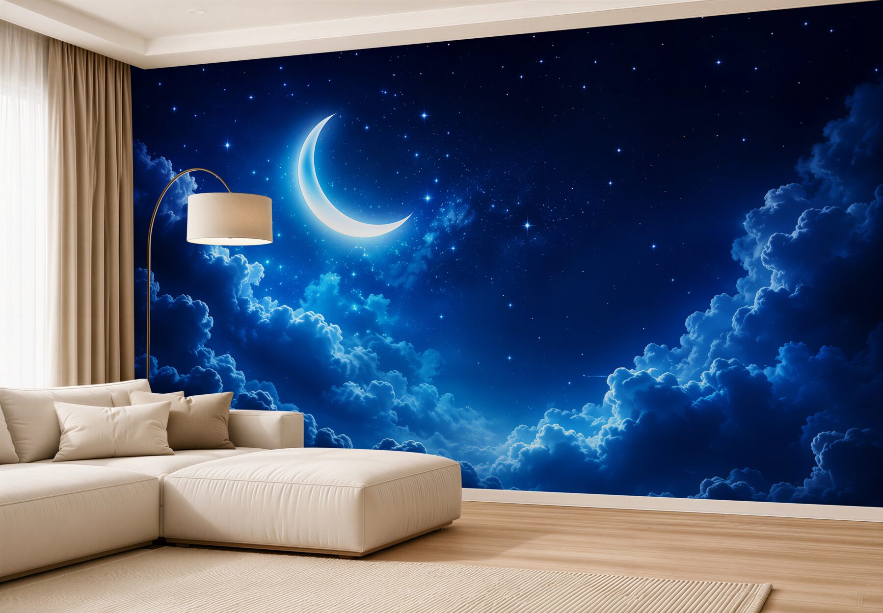 Fototapeta czarodziejski księżyc unosi się nad nocnymi chmurami