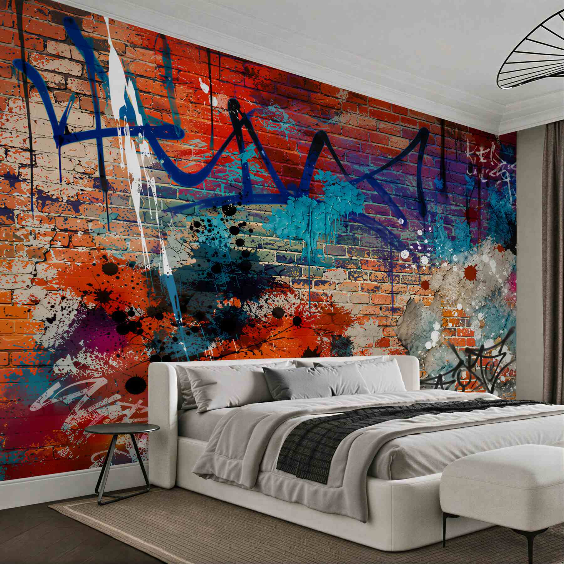 Fototapeta wielokolorowe graffiti na czerwonej cegle?v23