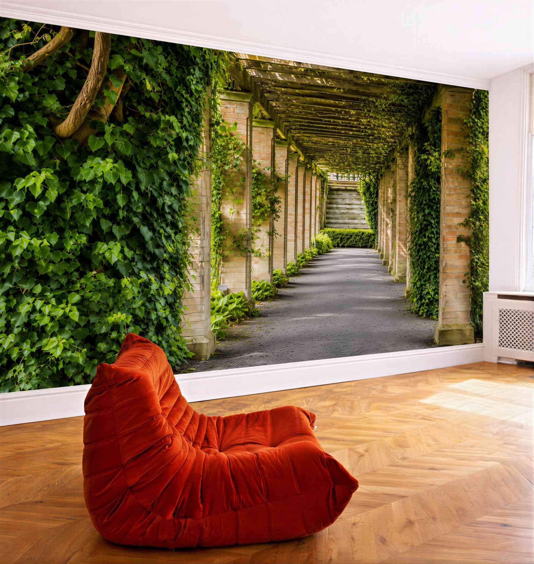 Fototapeta piękny brązowy tunel w zielonych roślinach?v23