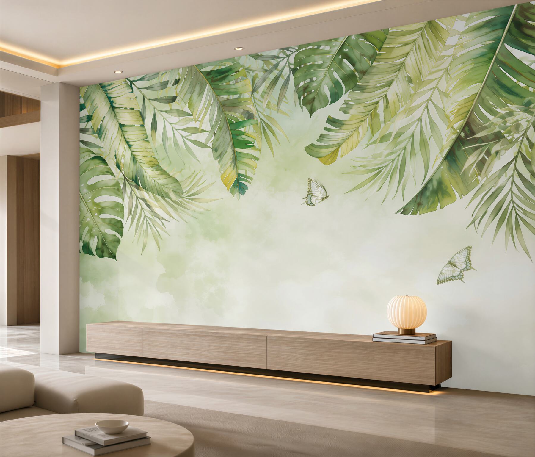 Fototapeta motyle wśród zieleni palm