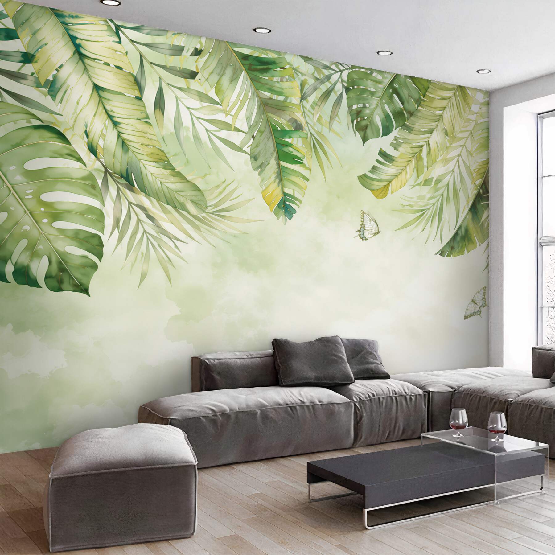 Fototapeta motyle wśród zieleni palm?v23