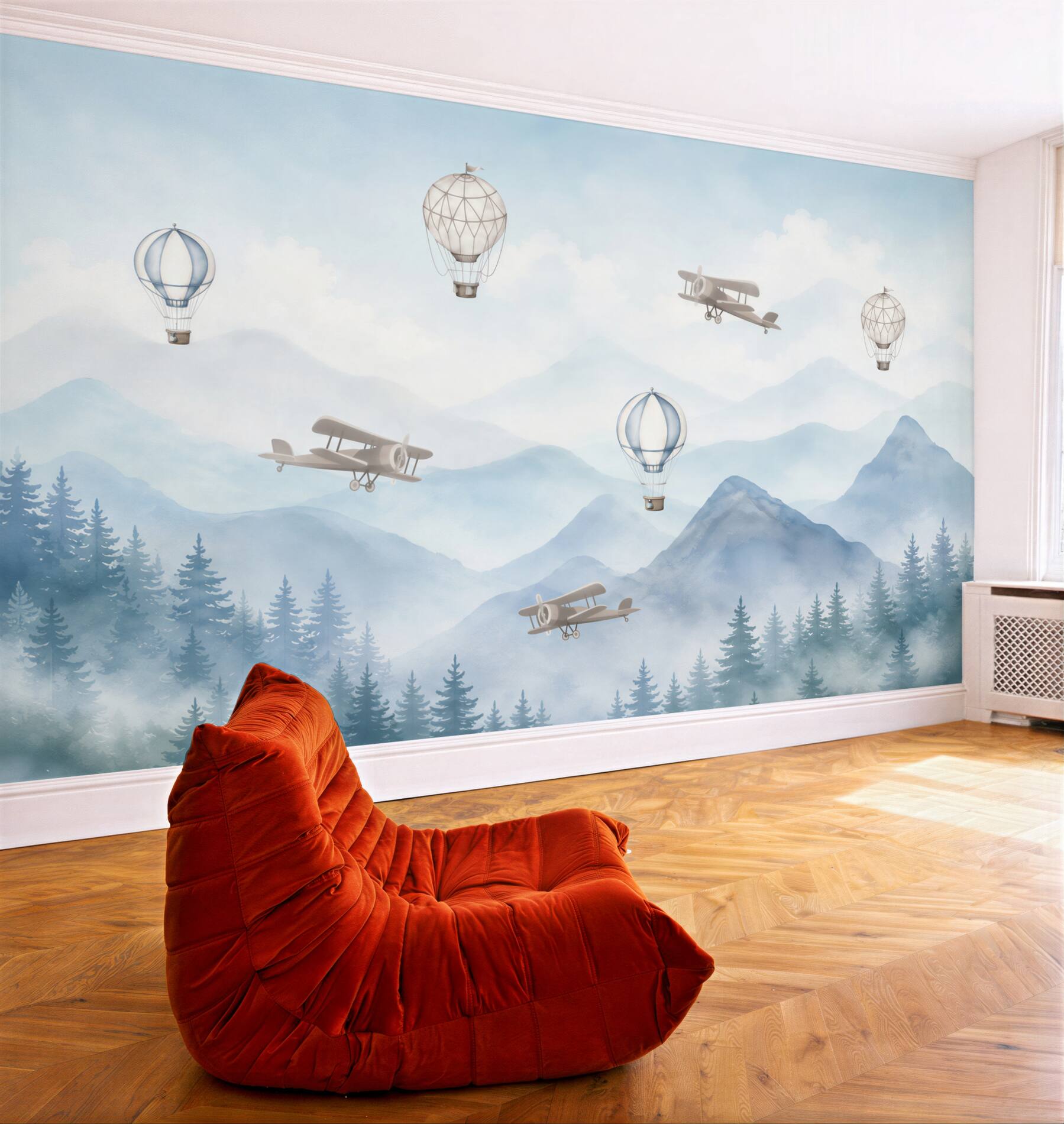 Fototapeta góry i balony z samolotami?v23