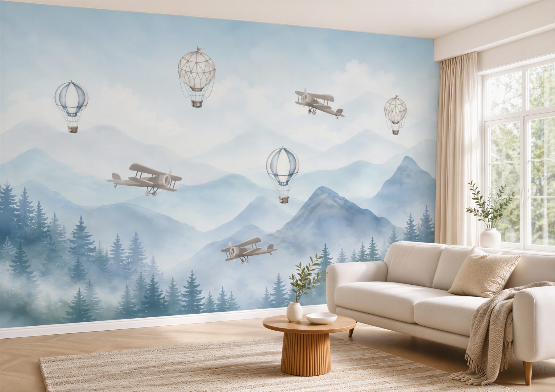 Fototapeta góry i balony z samolotami