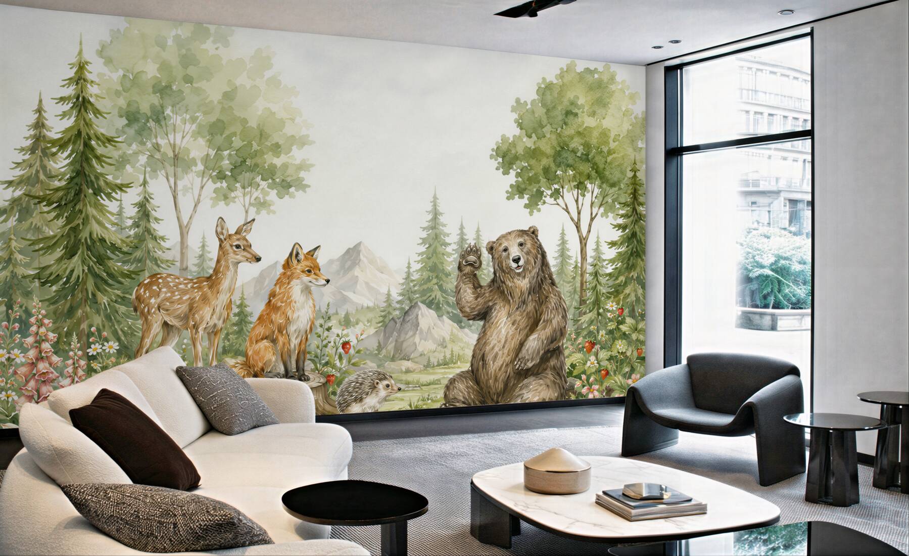Fototapeta miś, jeleń i lis w lesie?v23