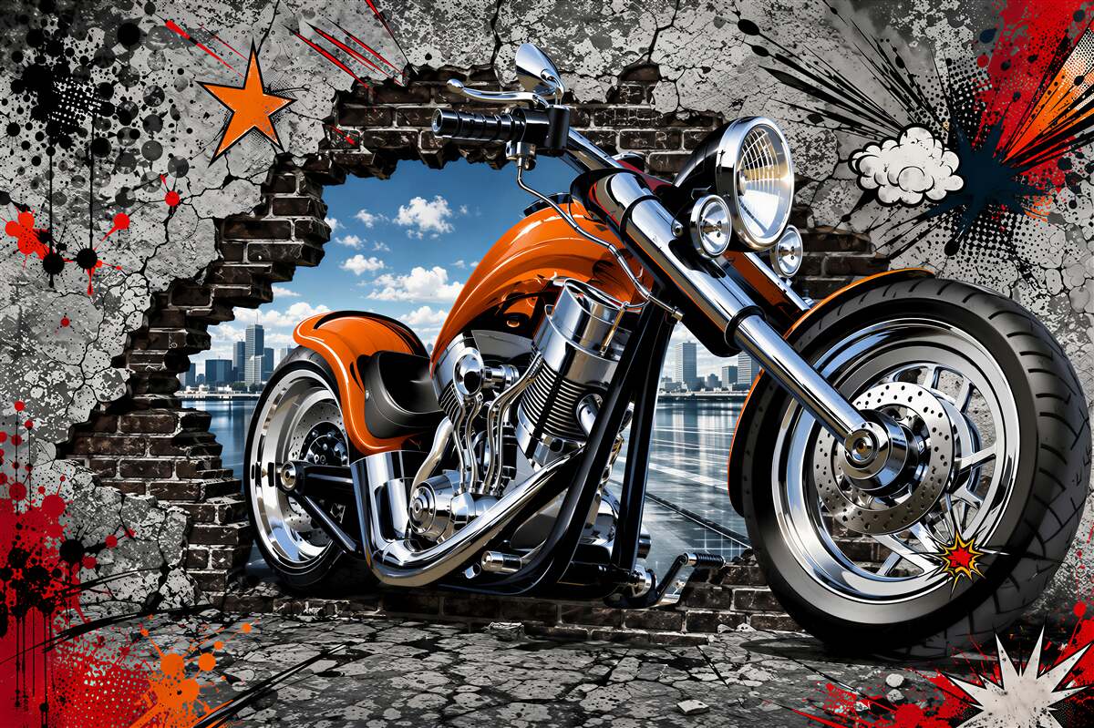 Fototapeta graffiti na motocyklu