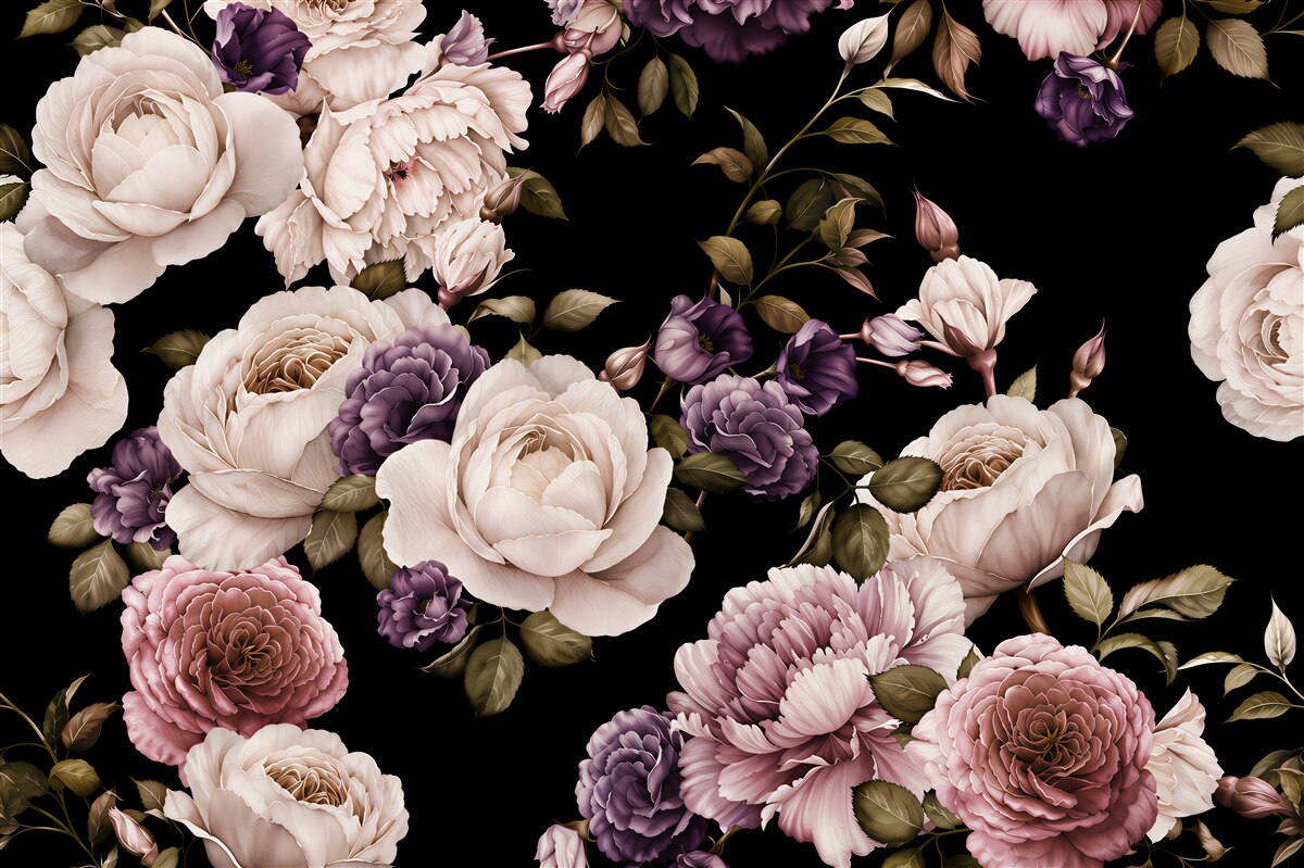 Fototapeta peonie na ciemnym tle