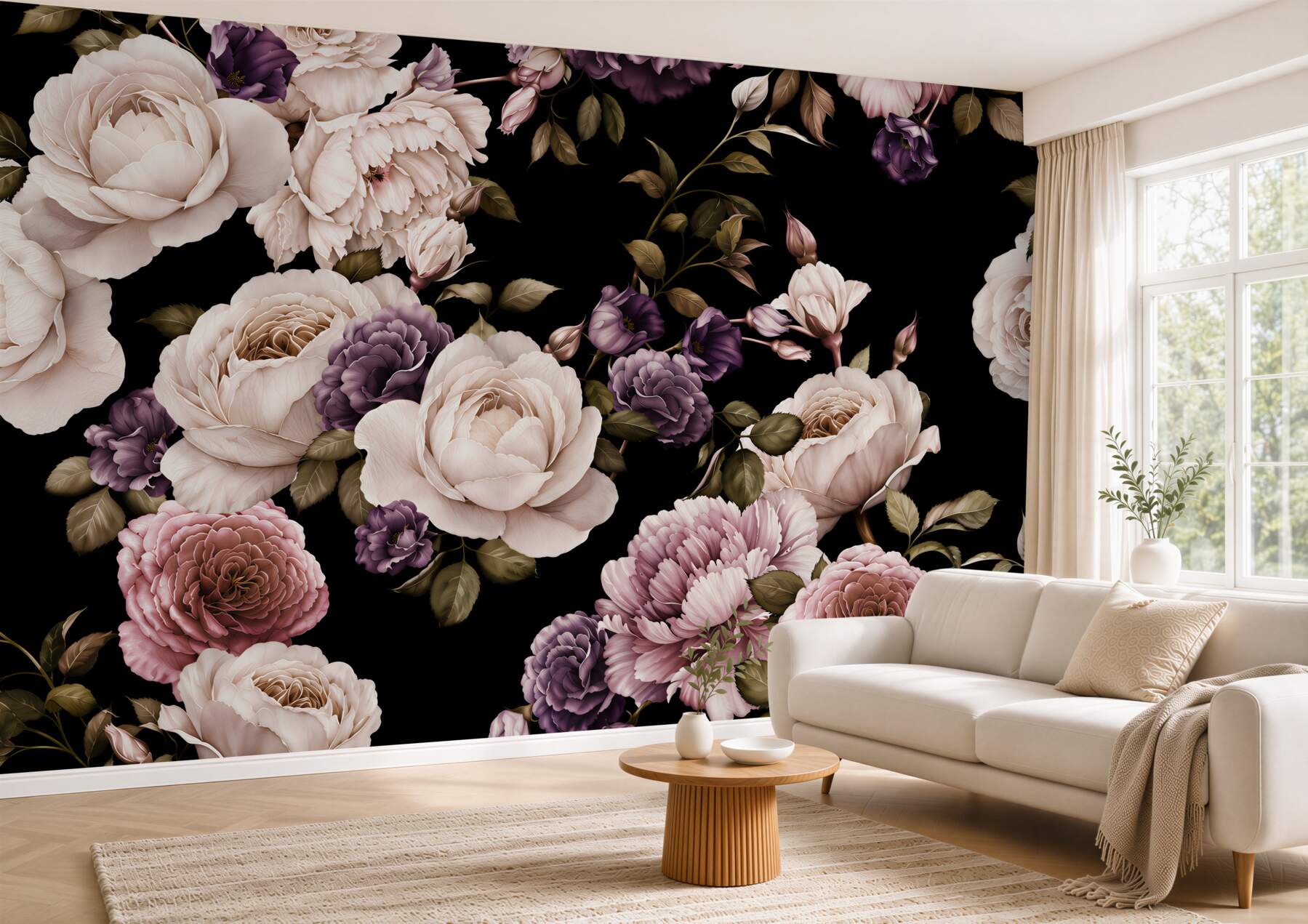 Fototapeta peonie na ciemnym tle