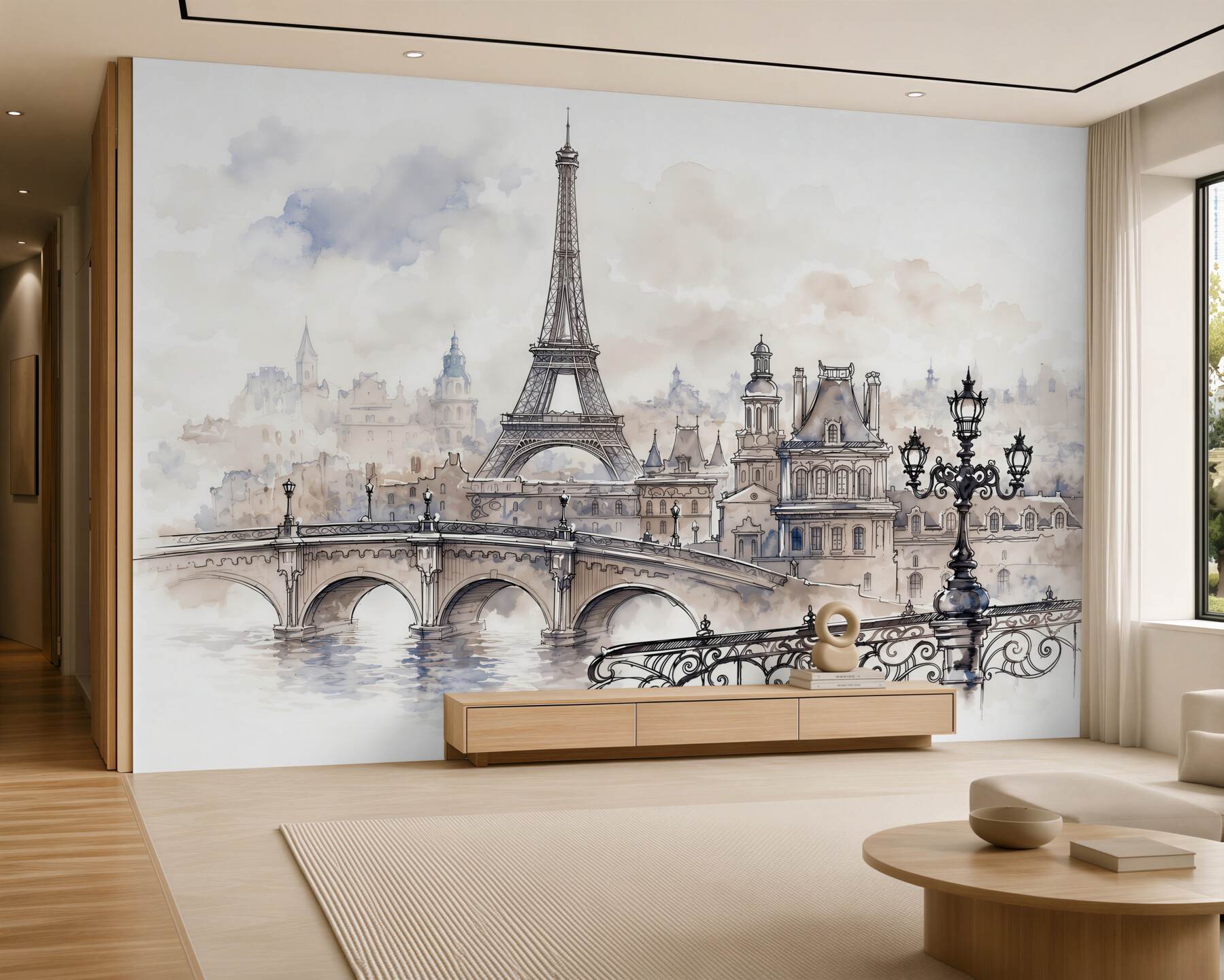 Fototapeta Wieża Eiffla i architektura ołówkiem