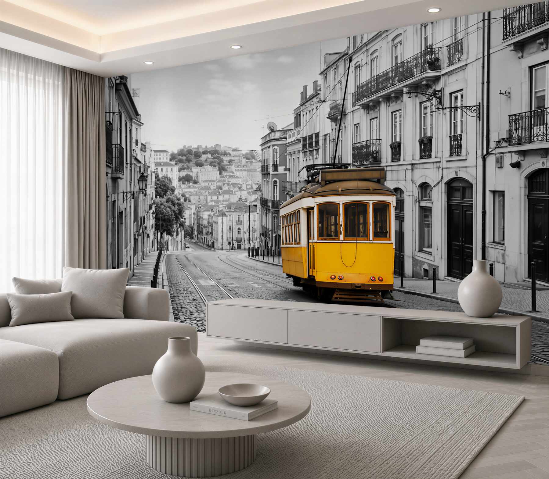 Fototapeta żółty tramwaj na zboczach San Francisco