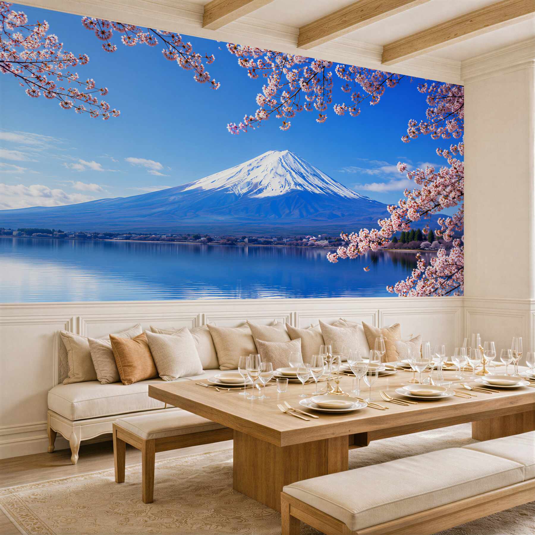 Fototapeta sakura na tle jeziora i gór?v23