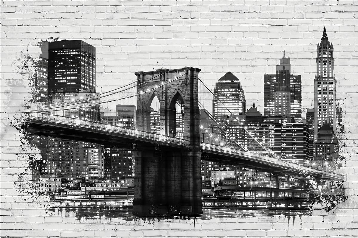 Fototapeta Most Manhattan z miastem na cegle