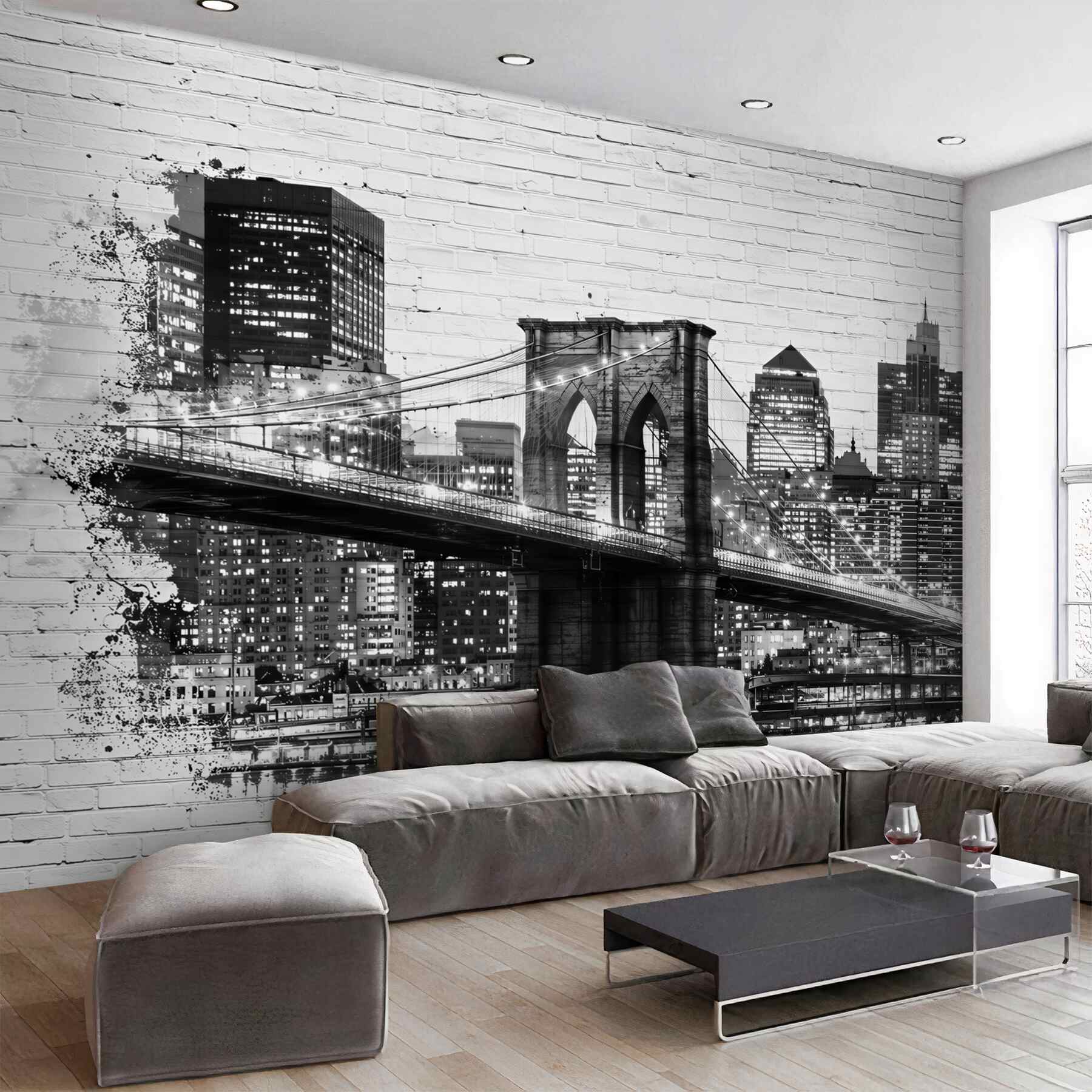 Fototapeta Most Manhattan z miastem na cegle?v23