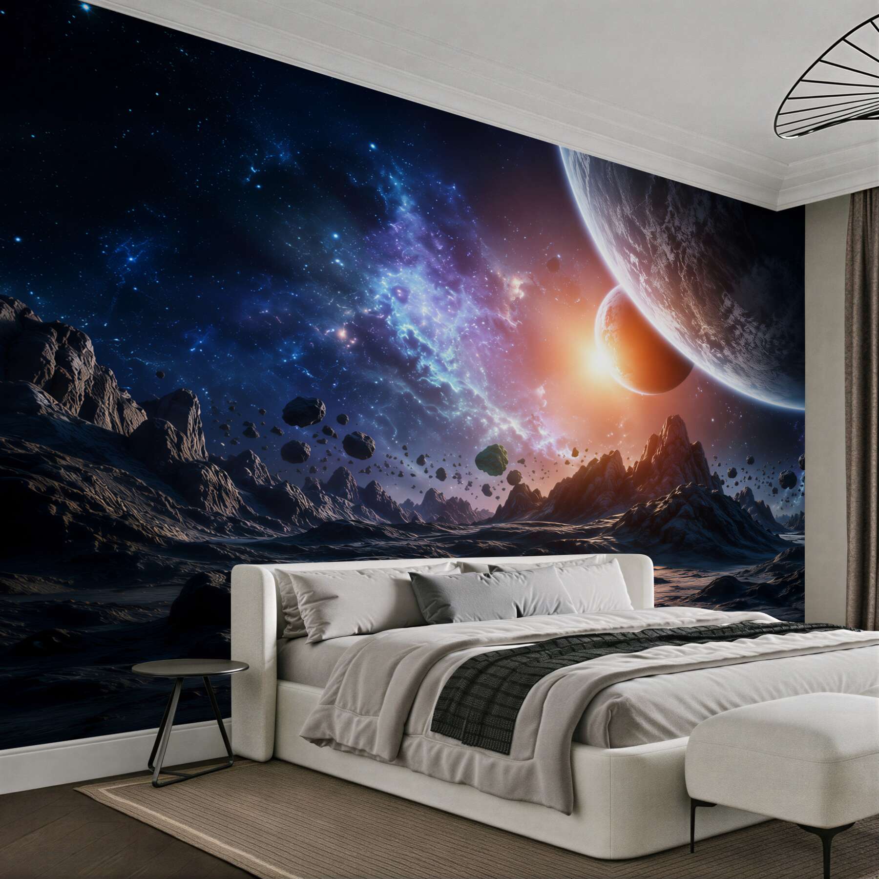 Fototapeta futurystyczny kosmiczny świat z planetami?v23