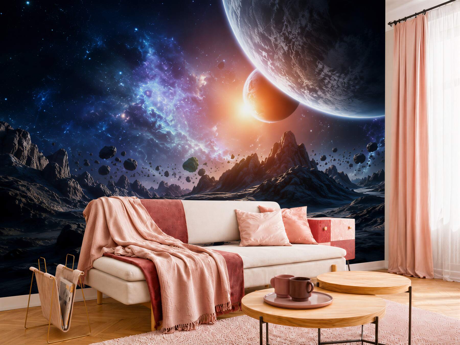 Fototapeta futurystyczny kosmiczny świat z planetami?v23
