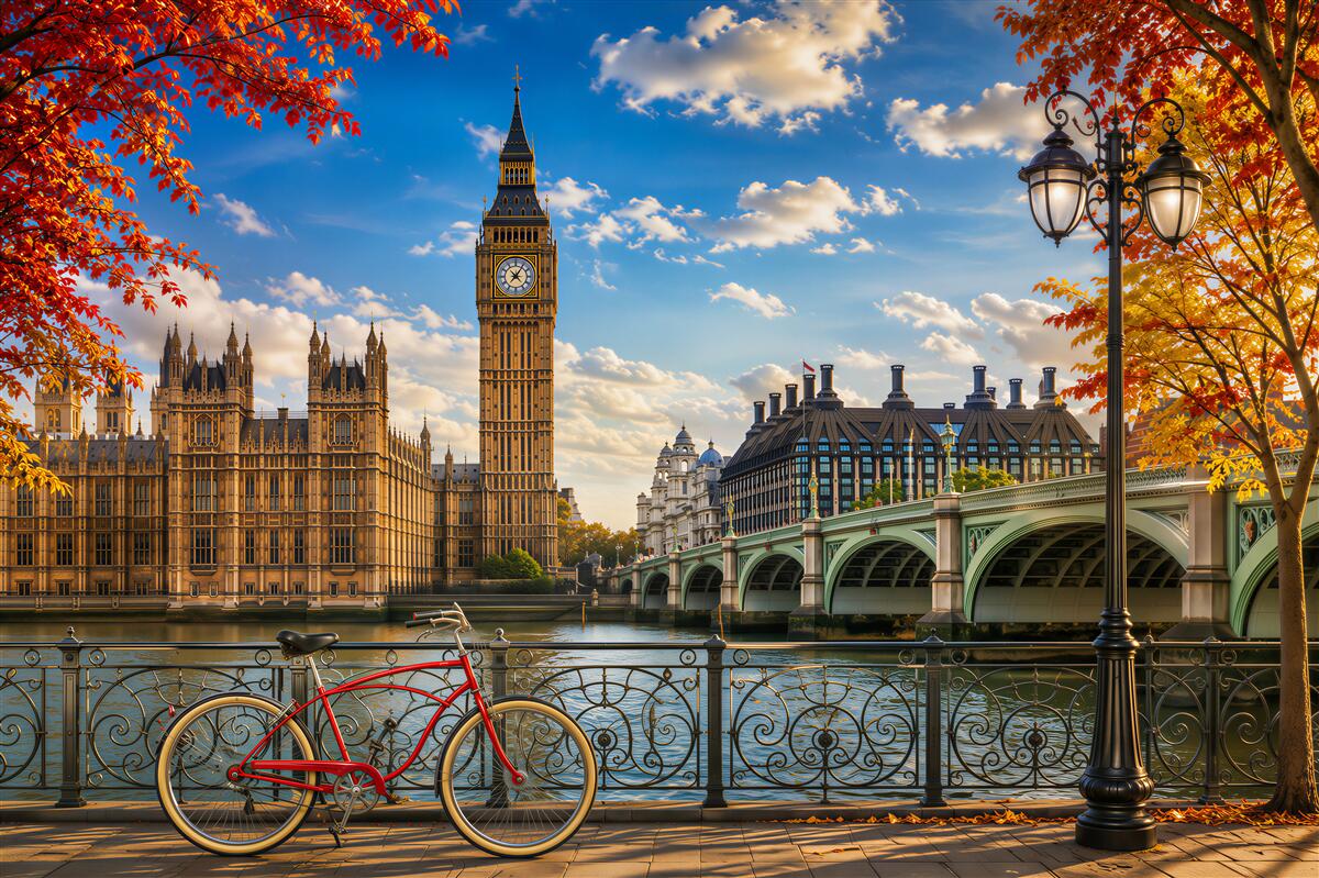 Fototapeta Most Tamizy i Big Ben jesienią