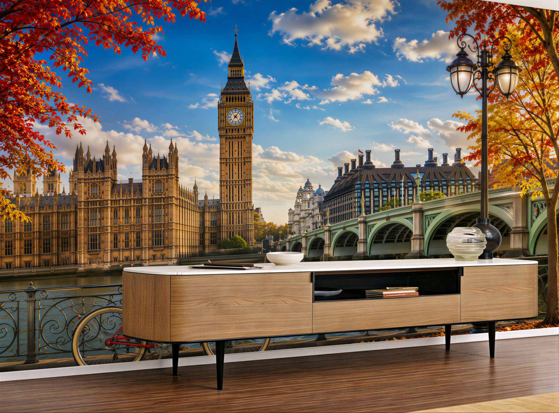 Fototapeta Most Tamizy i Big Ben jesienią?v23