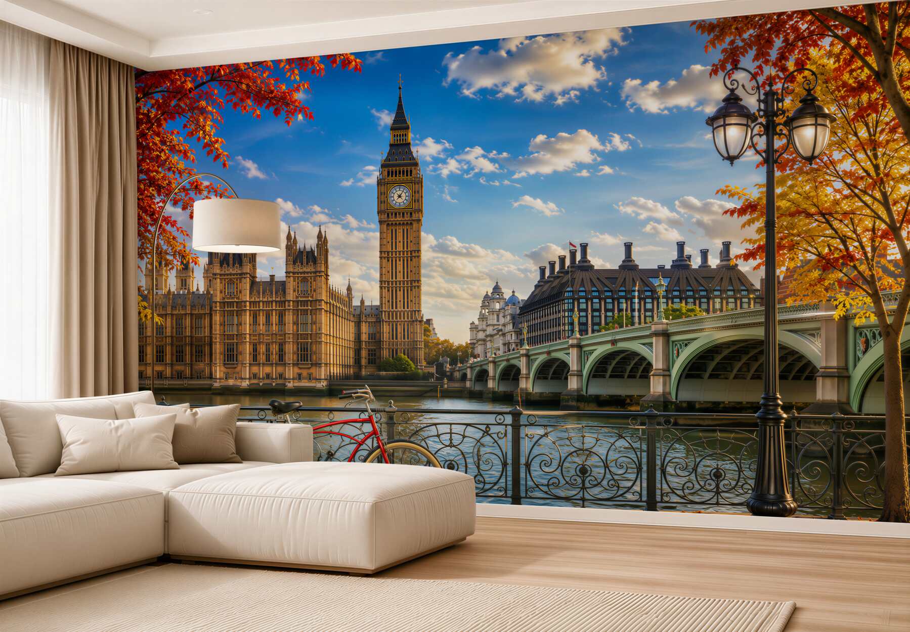 Fototapeta Most Tamizy i Big Ben jesienią