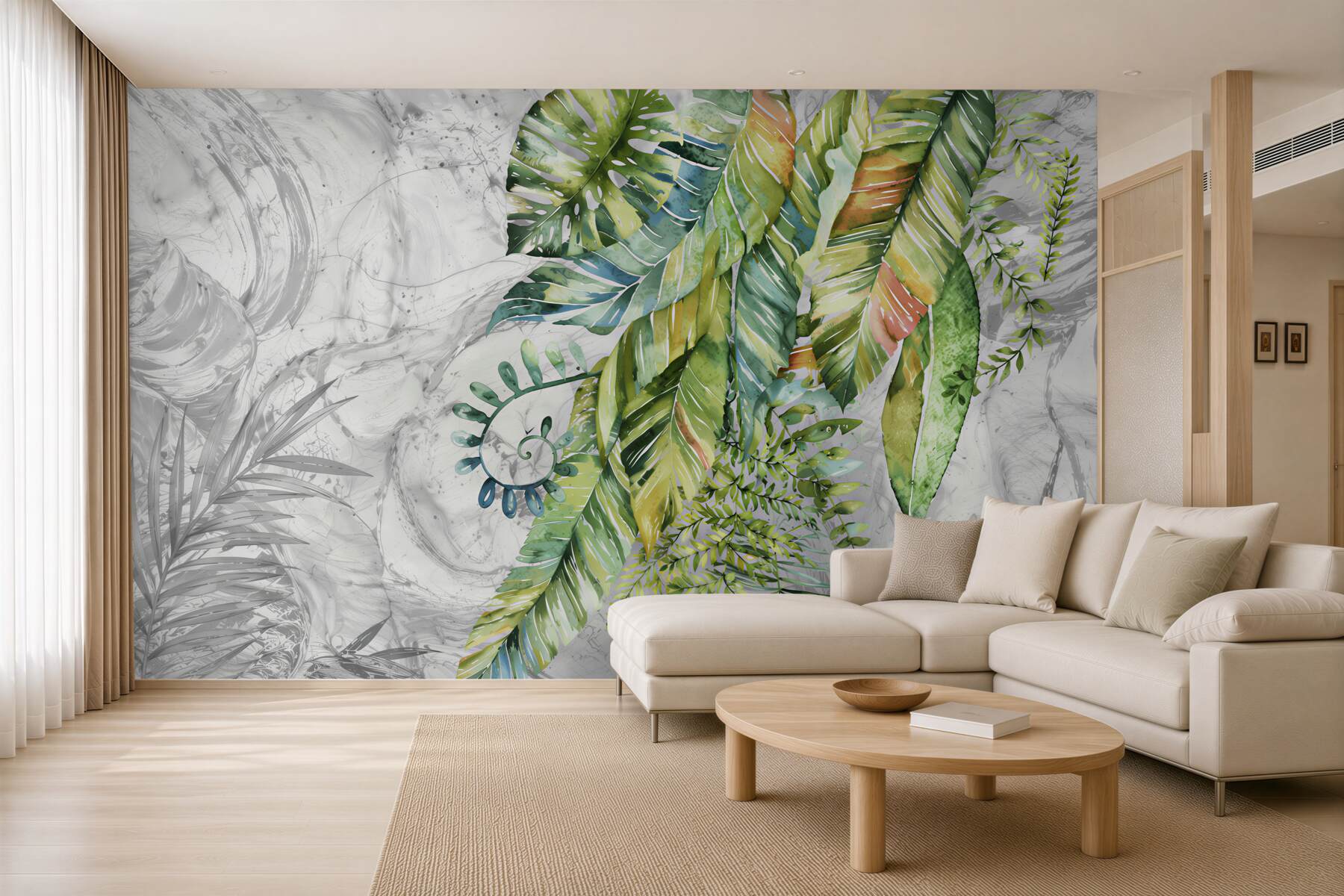 Fototapeta Różne liście na szarym tle