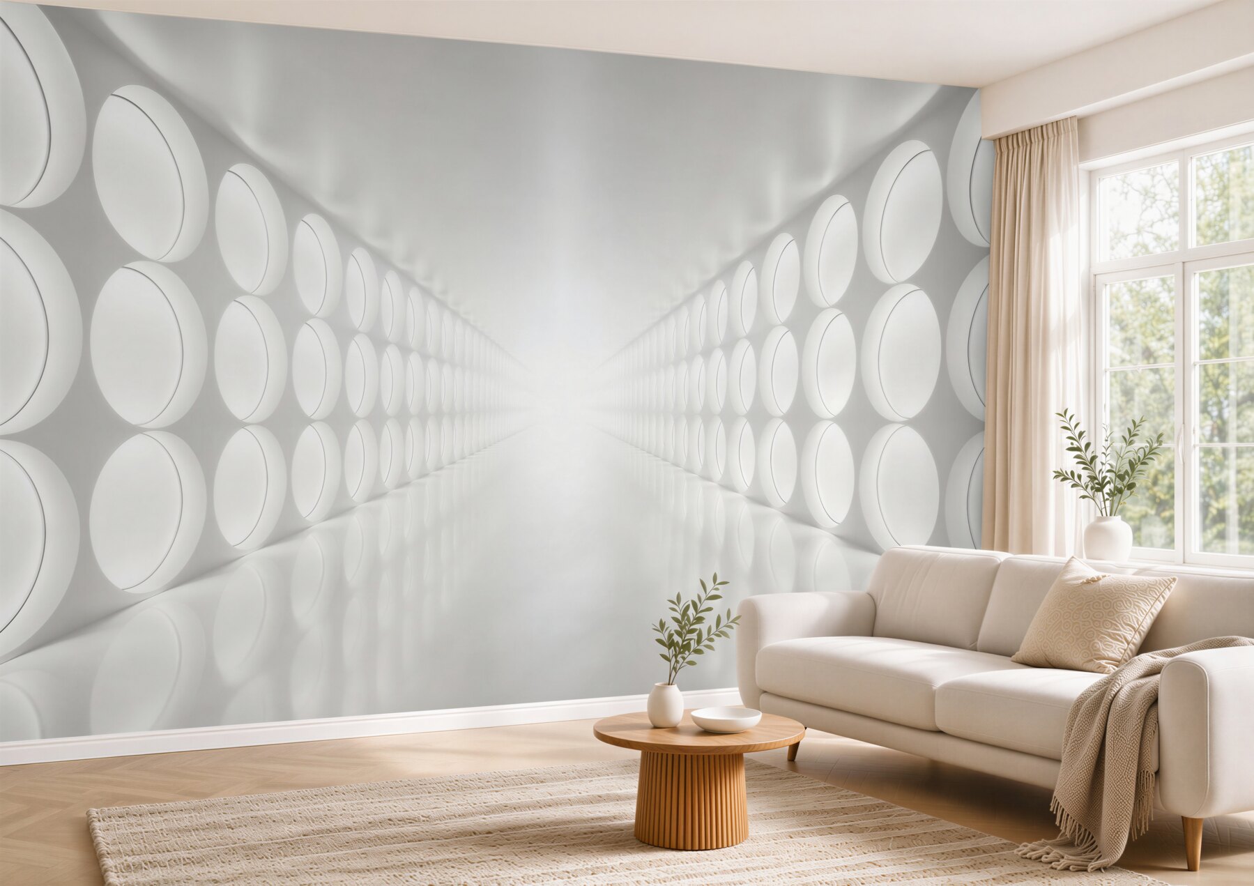 Fototapeta Biały tunel ze światłem na końcu