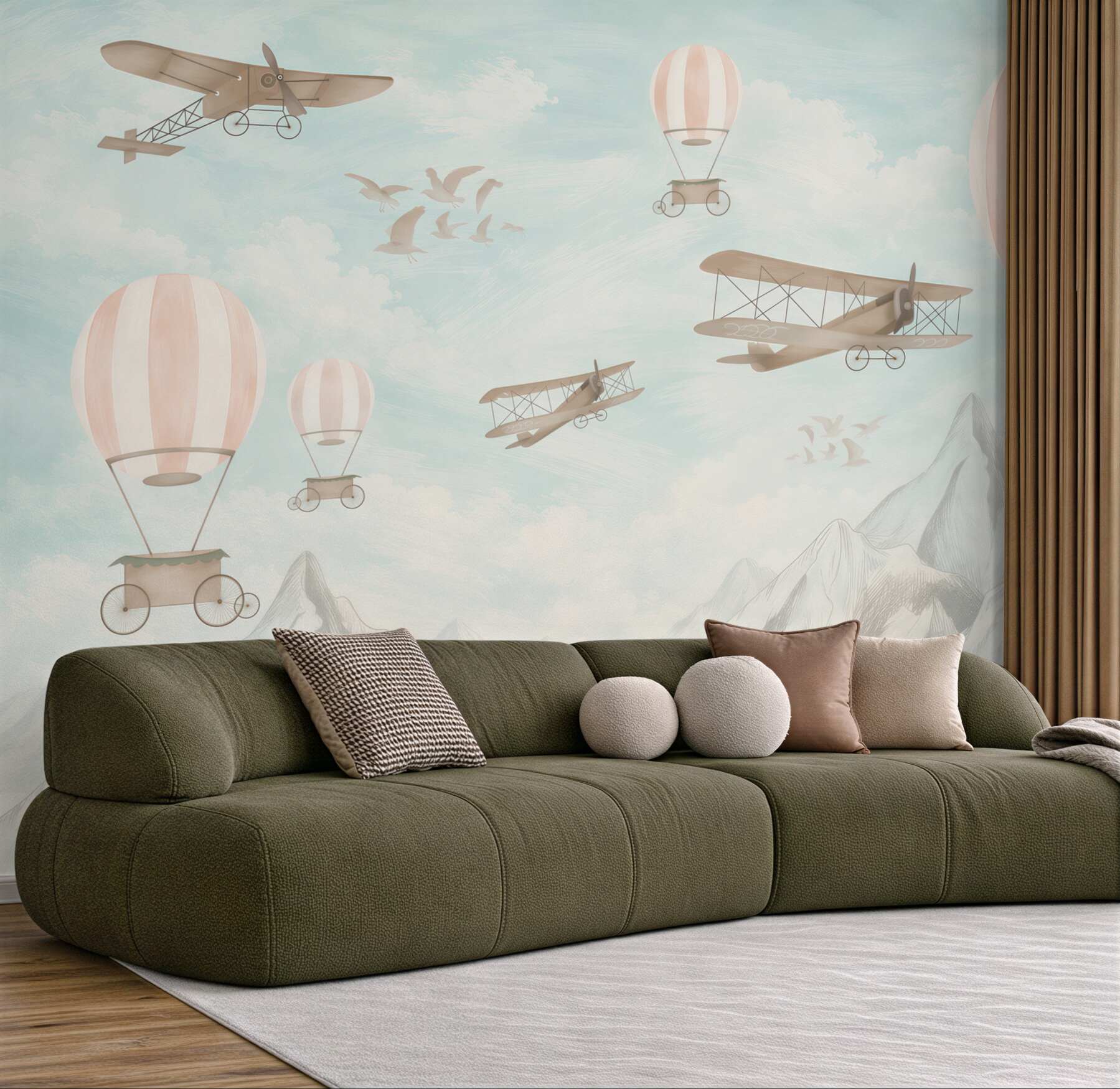 Fototapeta Samoloty i balony latają nad górami?v23