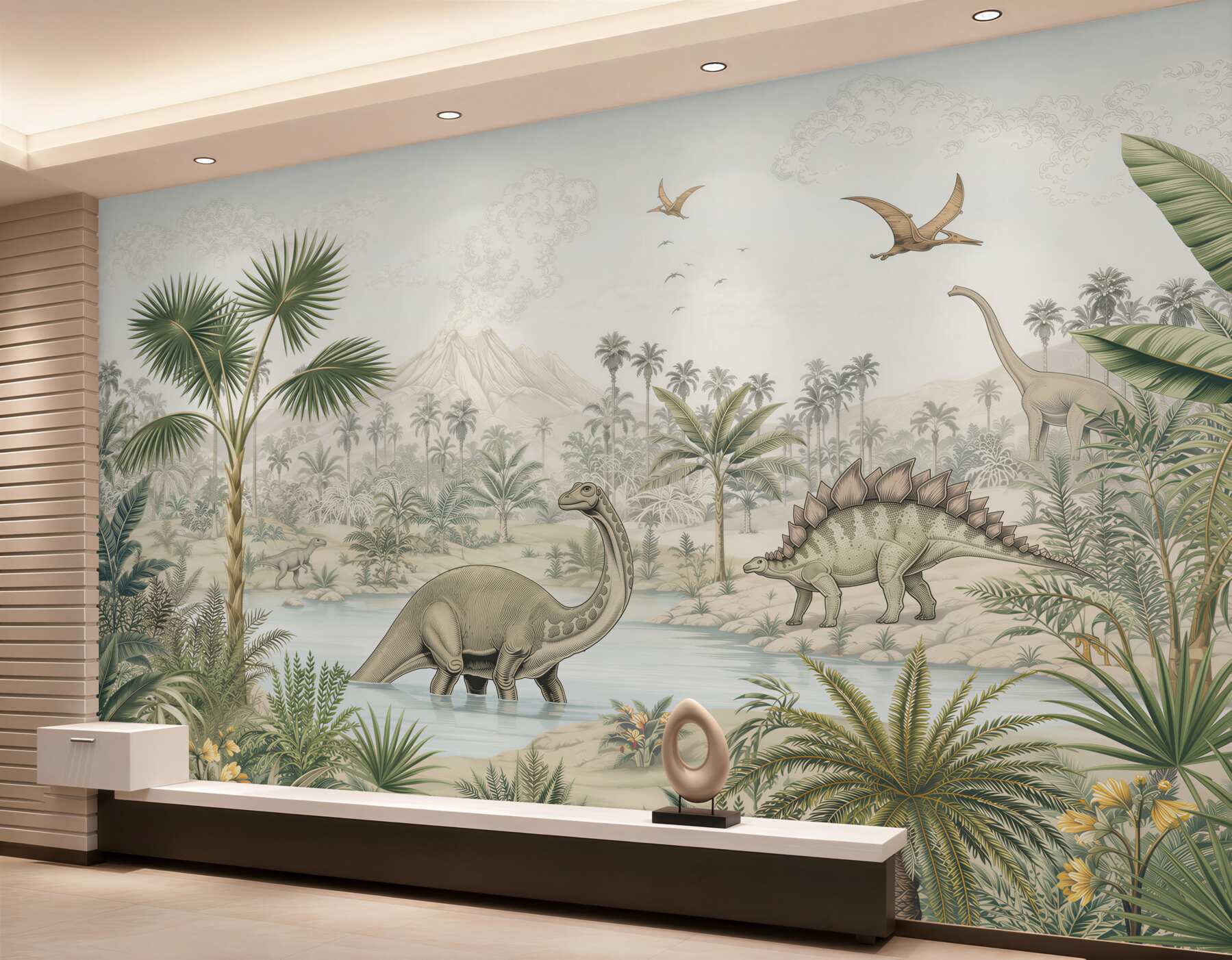 Fototapeta Dinozaury nad wodą w lesie?v23