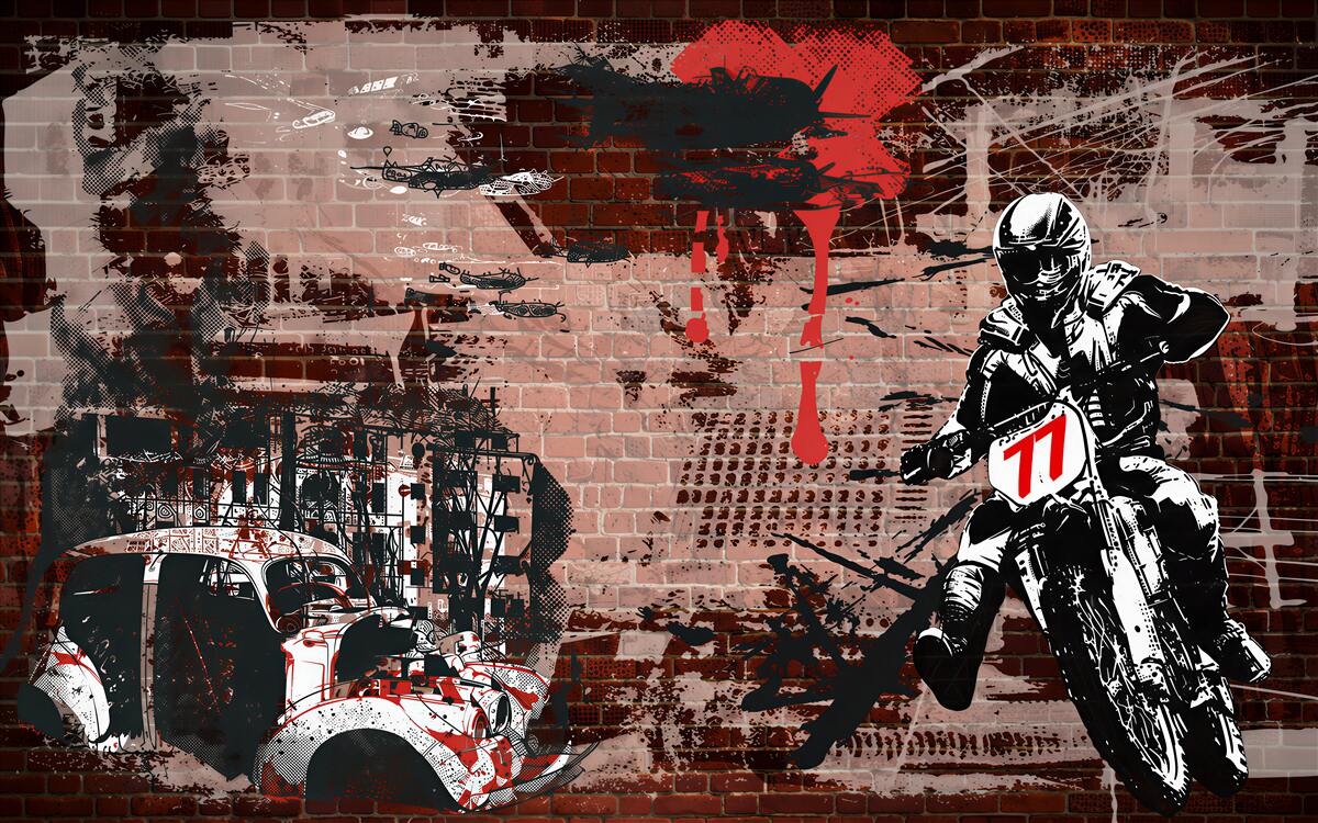 Fototapeta Motocyklista na rowerze