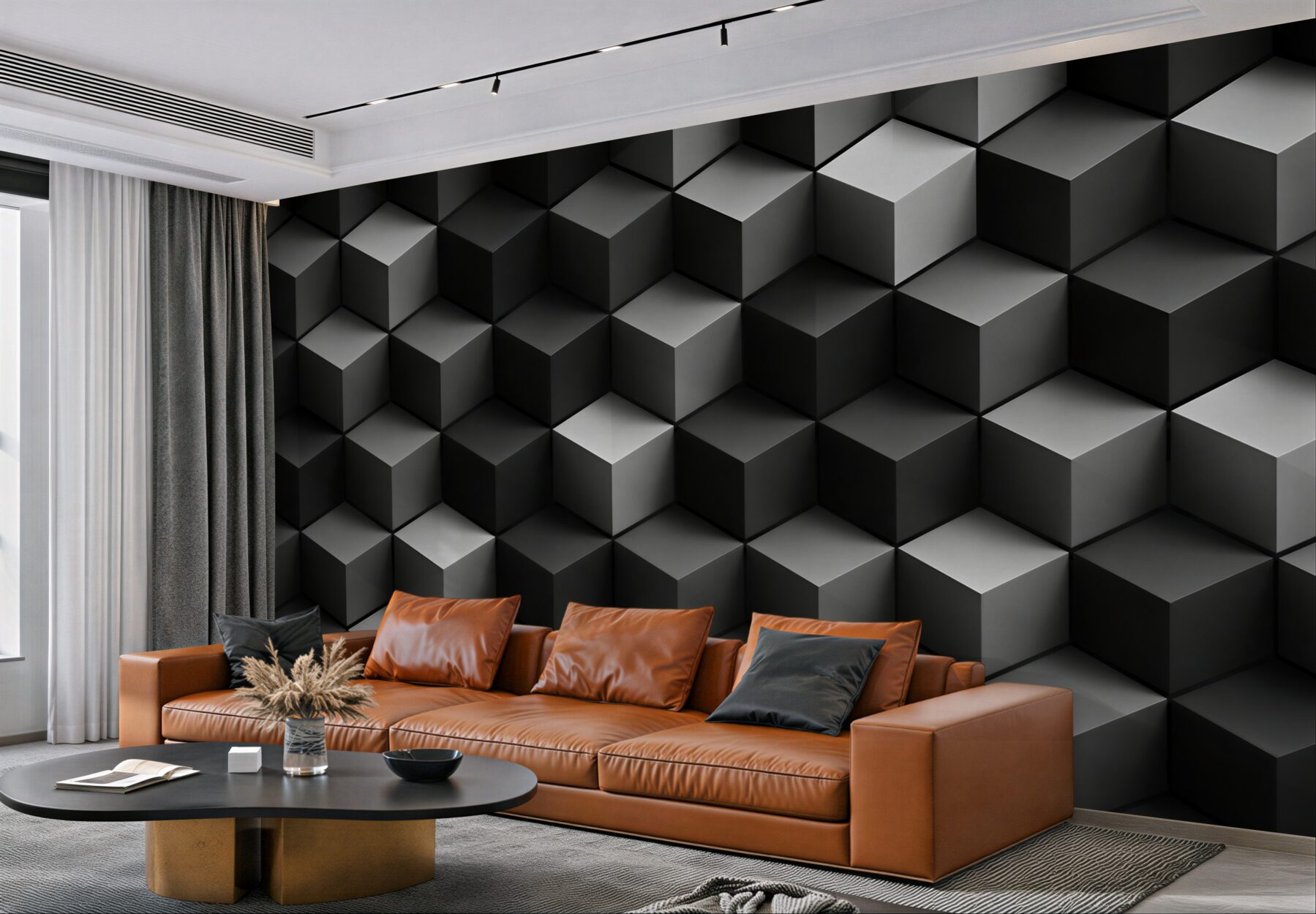 Fototapeta geometryczne heksagony 3D szaro beżowe nowoczesne?v23