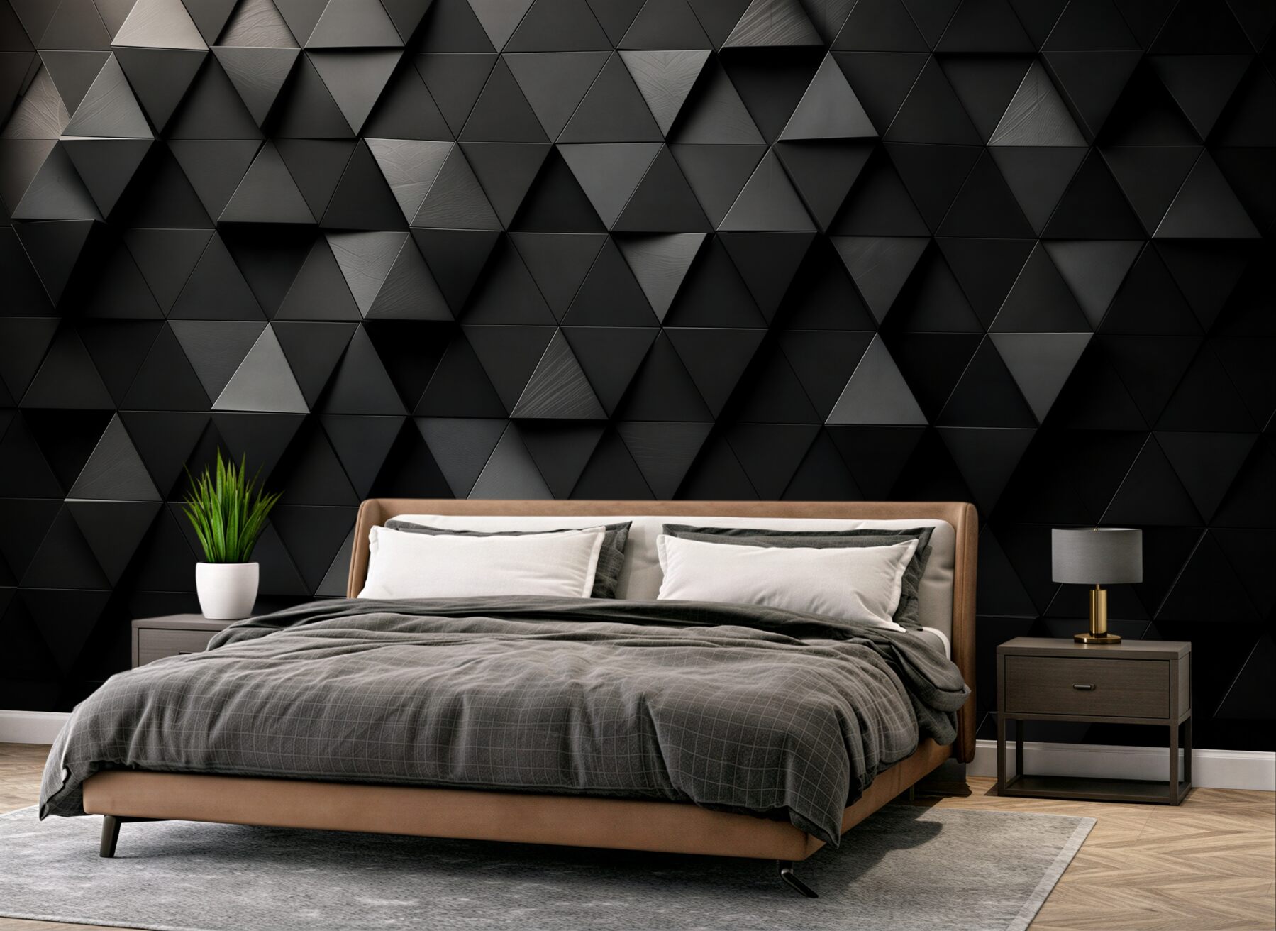 Fototapeta geometryczne trójkąty 3D szare nowoczesne do biura?v23