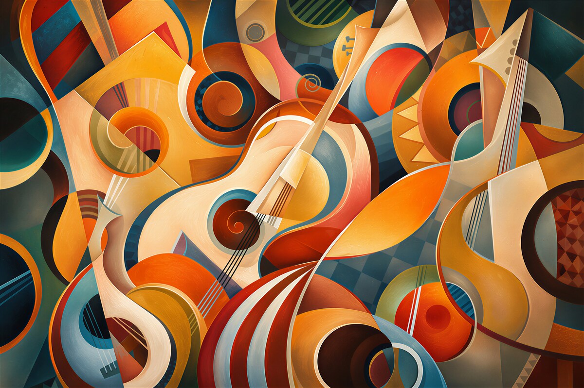 Fototapeta abstrakcyjna gitara geometryczna w stylu art deco