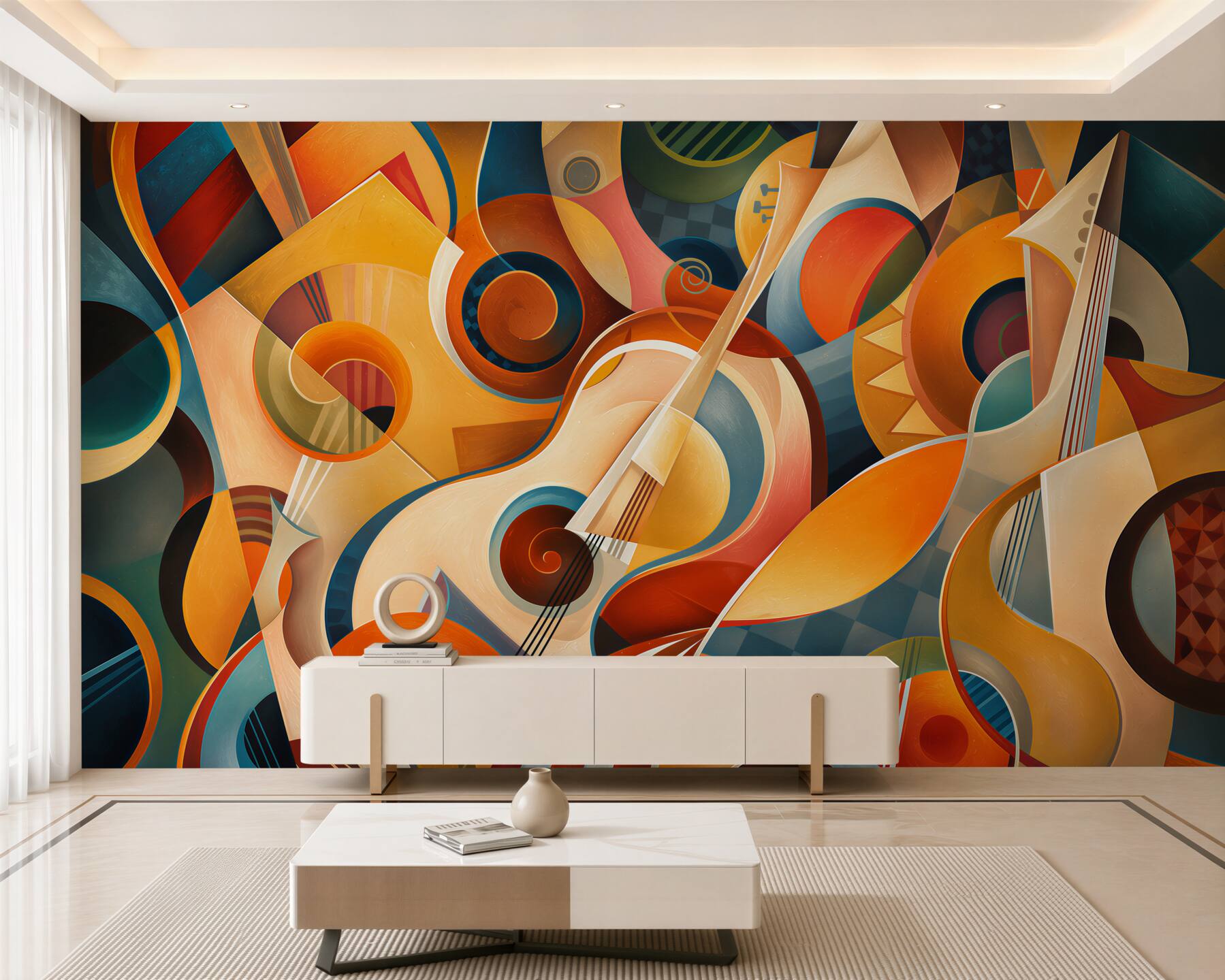 Fototapeta abstrakcyjna gitara geometryczna w stylu art deco