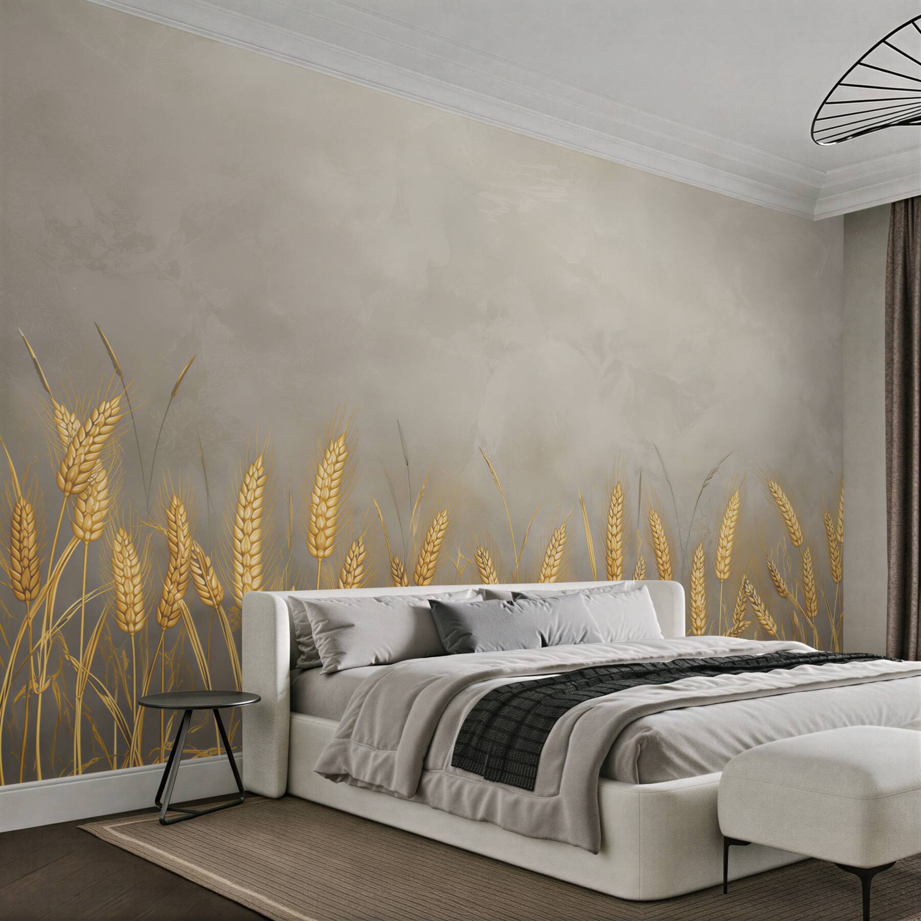 Fototapeta złote kłosy pszenicy na jasnym tle rustykalna?v23