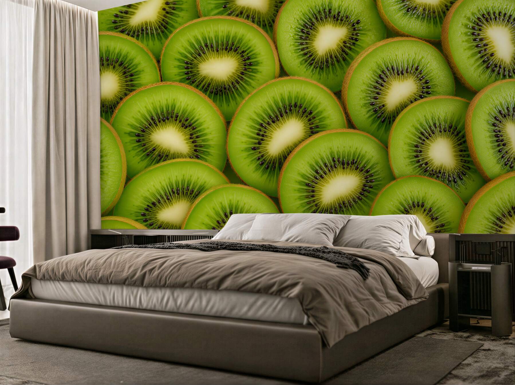 Fototapeta soczyste kiwi i zielone liście do kuchni?v23