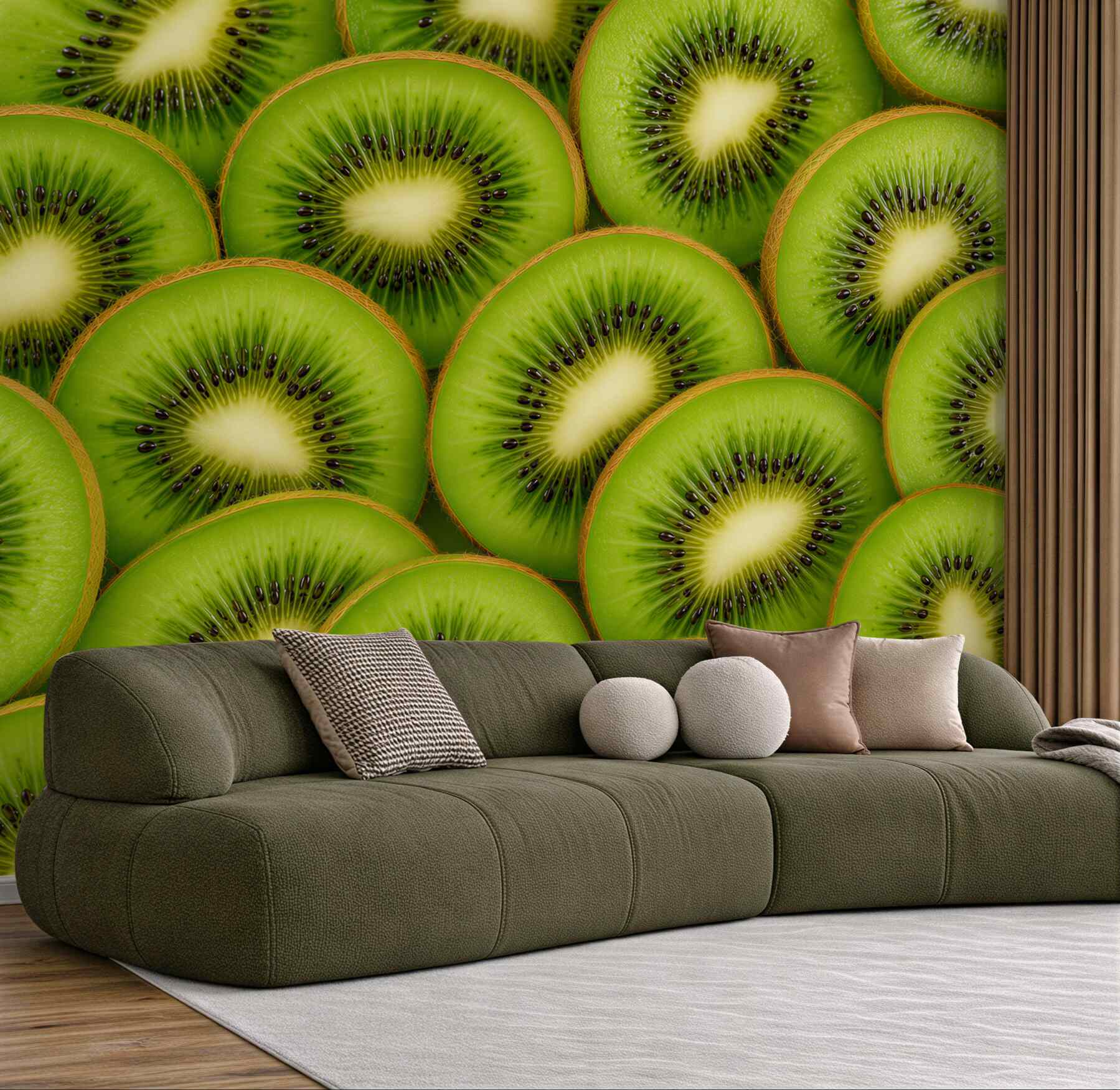 Fototapeta soczyste kiwi i zielone liście do kuchni?v23