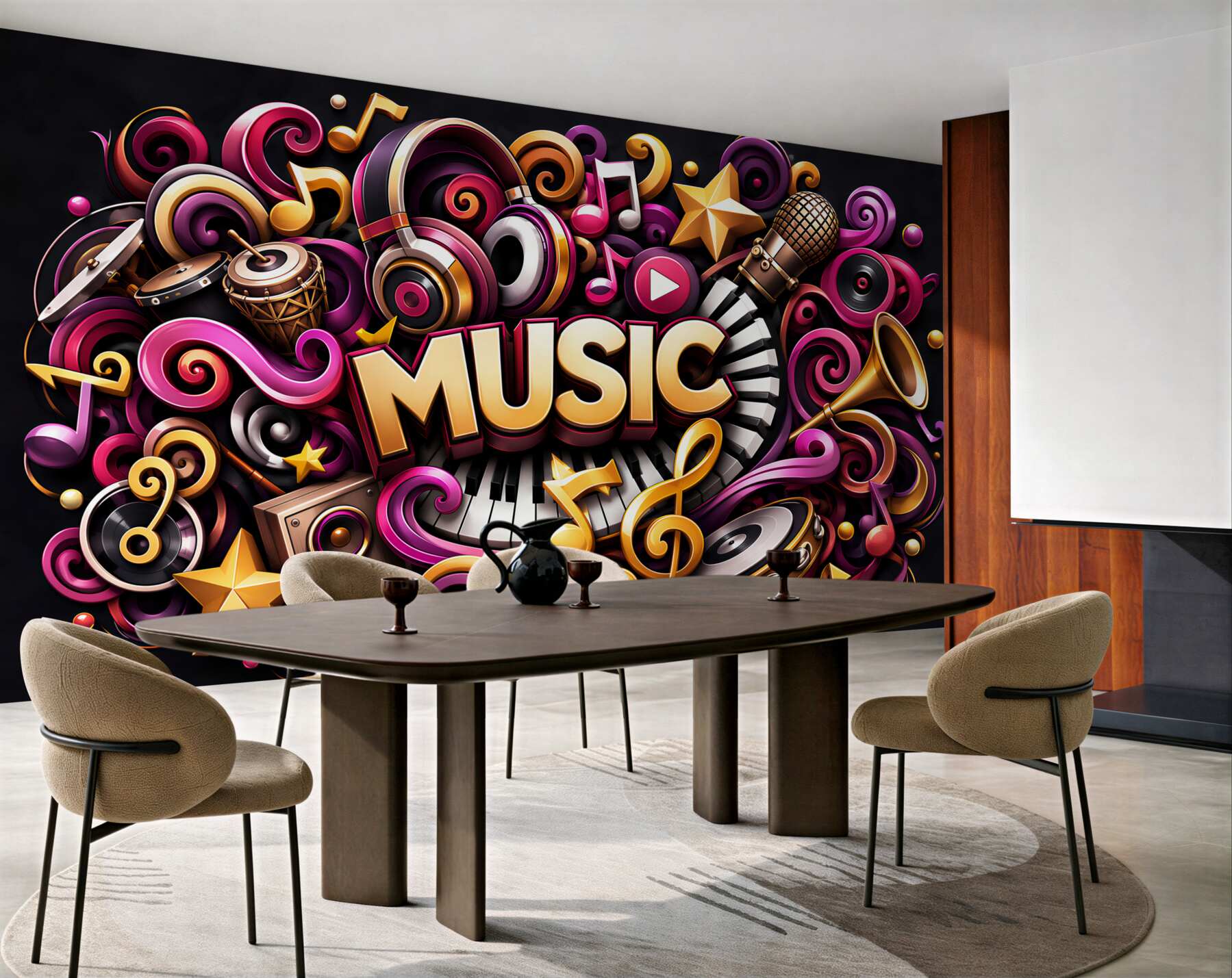 Fototapeta instrumenty muzyczne z pianinem i mikrofonem w beżowym stylu?v23