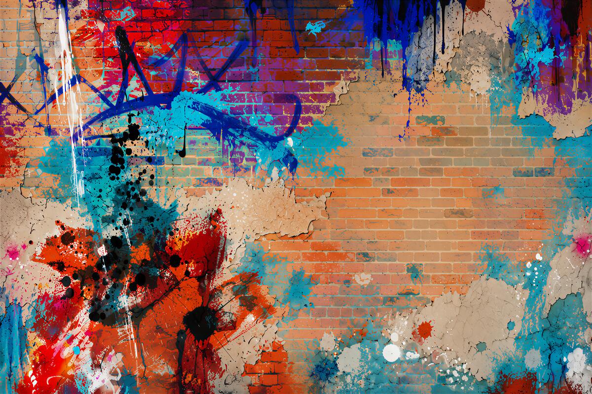 Fototapeta abstrakcyjna ściana z pastelowym graffiti i efektem tynku