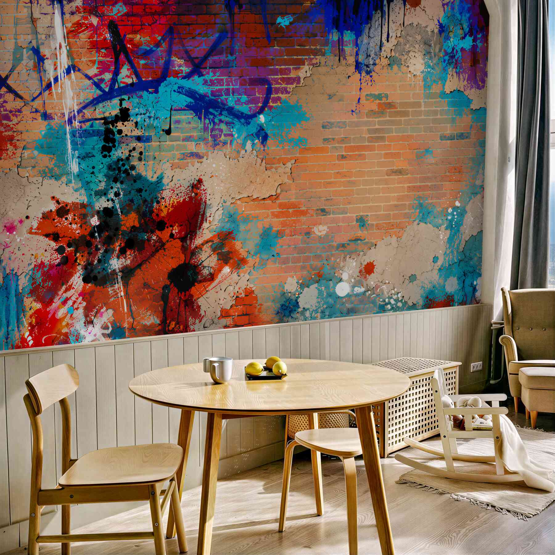 Fototapeta abstrakcyjna ściana z pastelowym graffiti i efektem tynku?v23