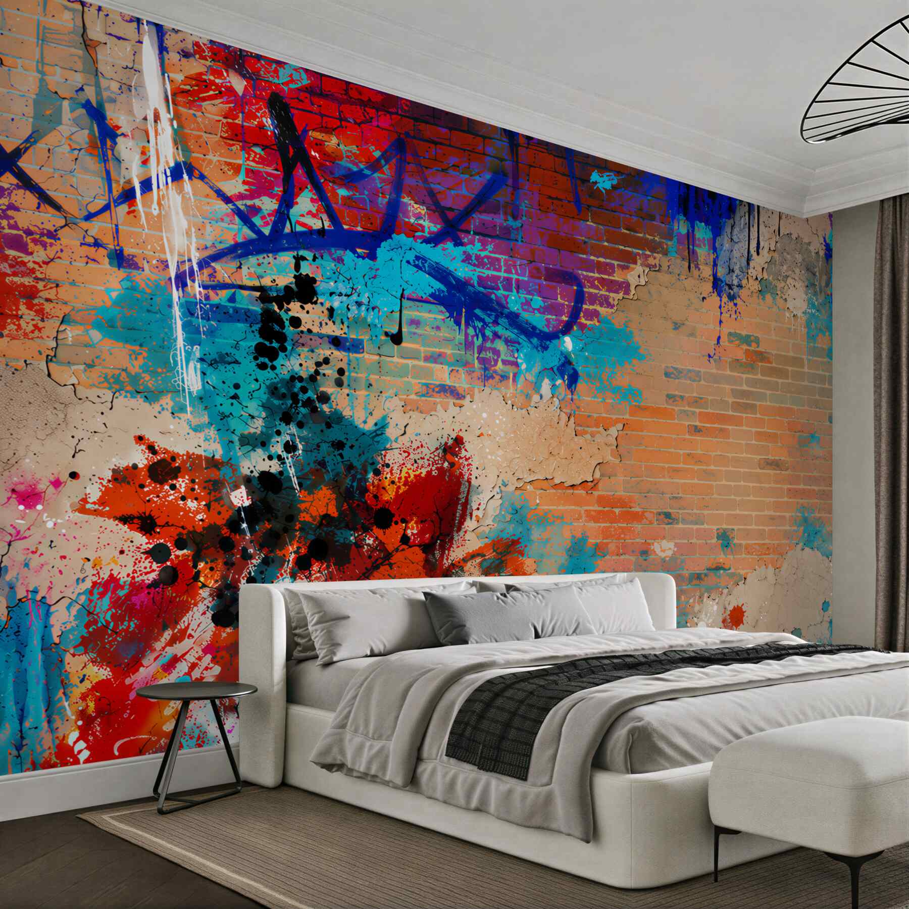 Fototapeta abstrakcyjna ściana z pastelowym graffiti i efektem tynku?v23