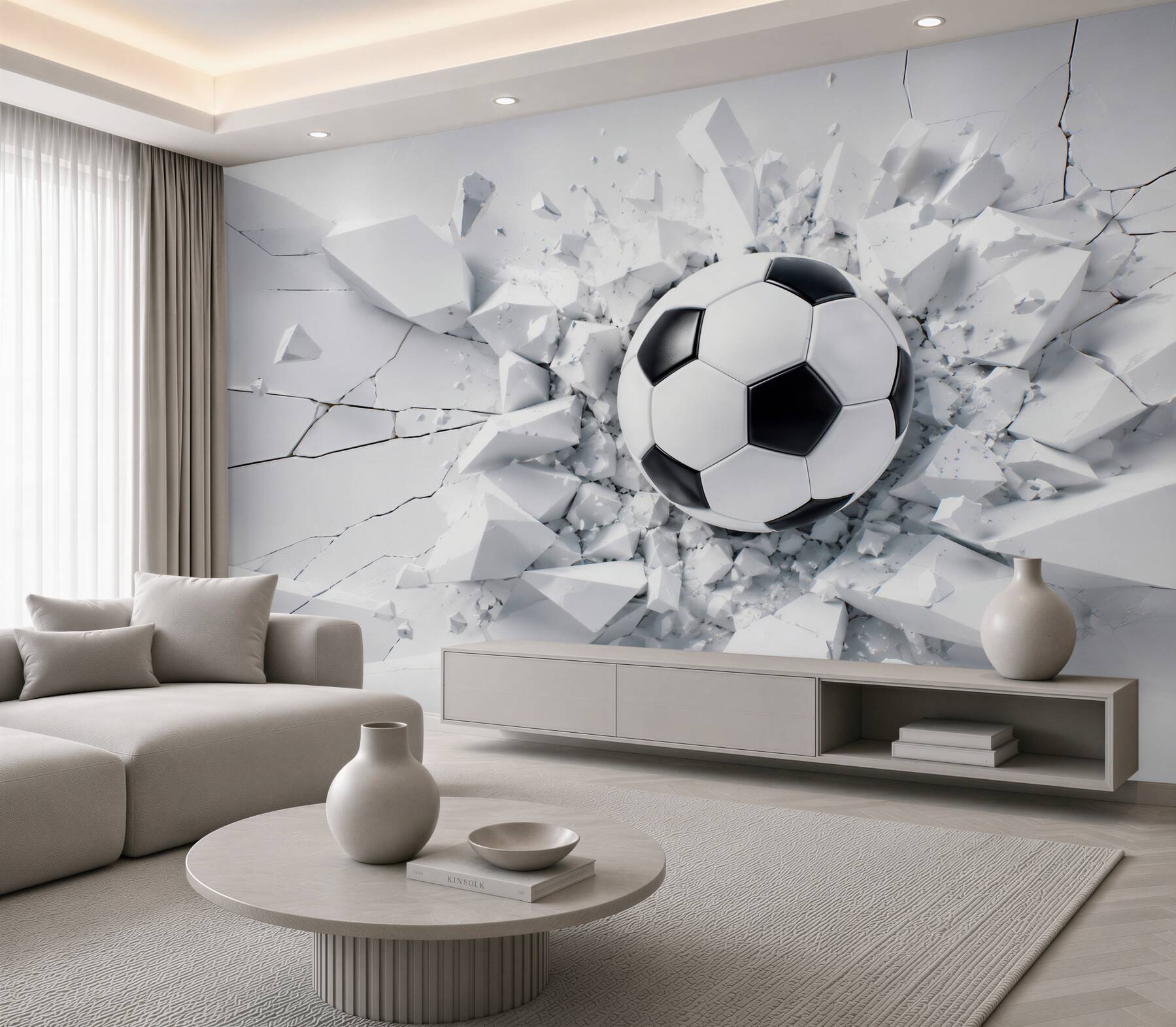 Fototapeta piłka nożna 3D w nowoczesnym stylu sportowym