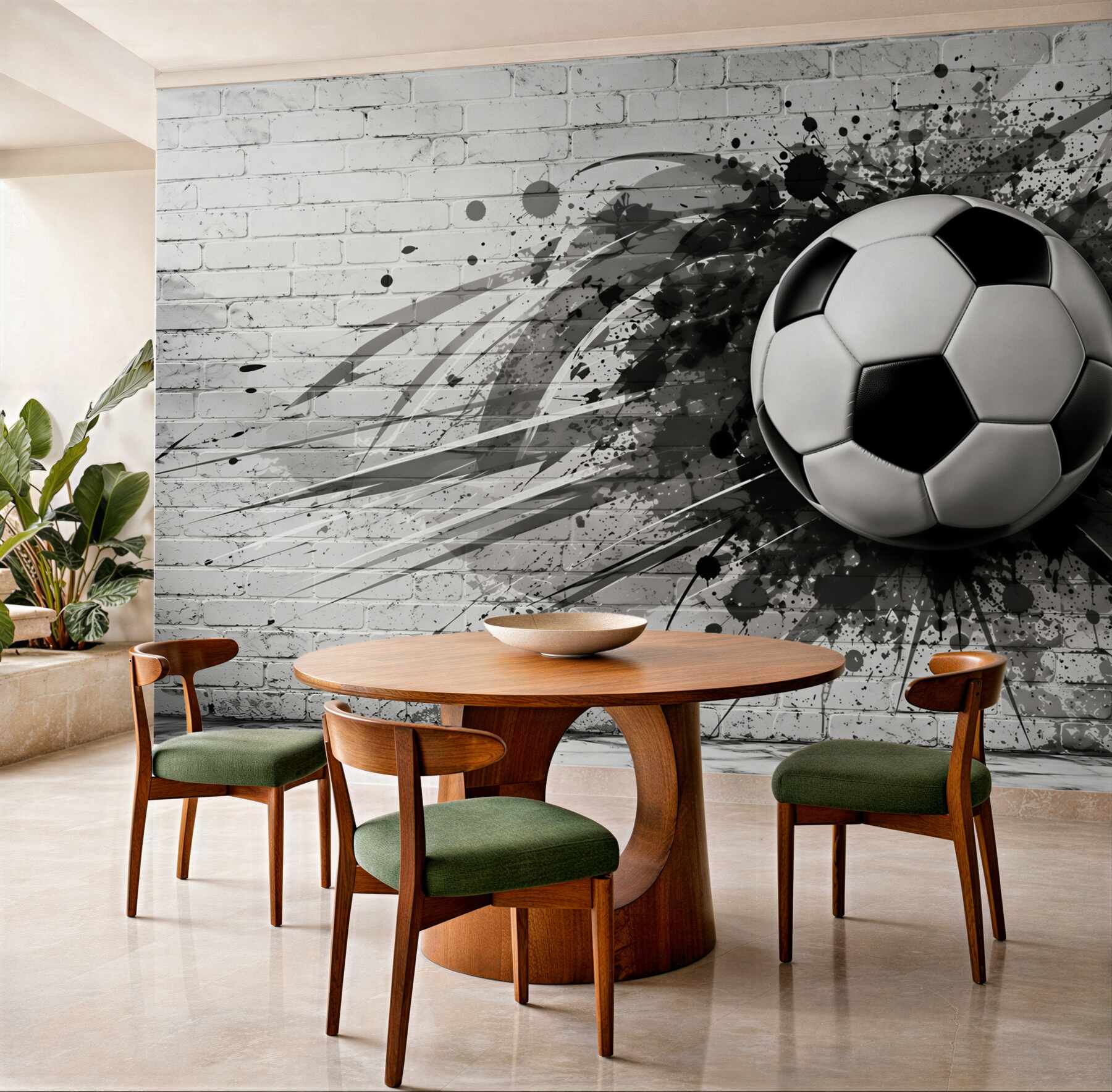 Fototapeta piłka nożna na białej cegle nowoczesna sportowa?v23