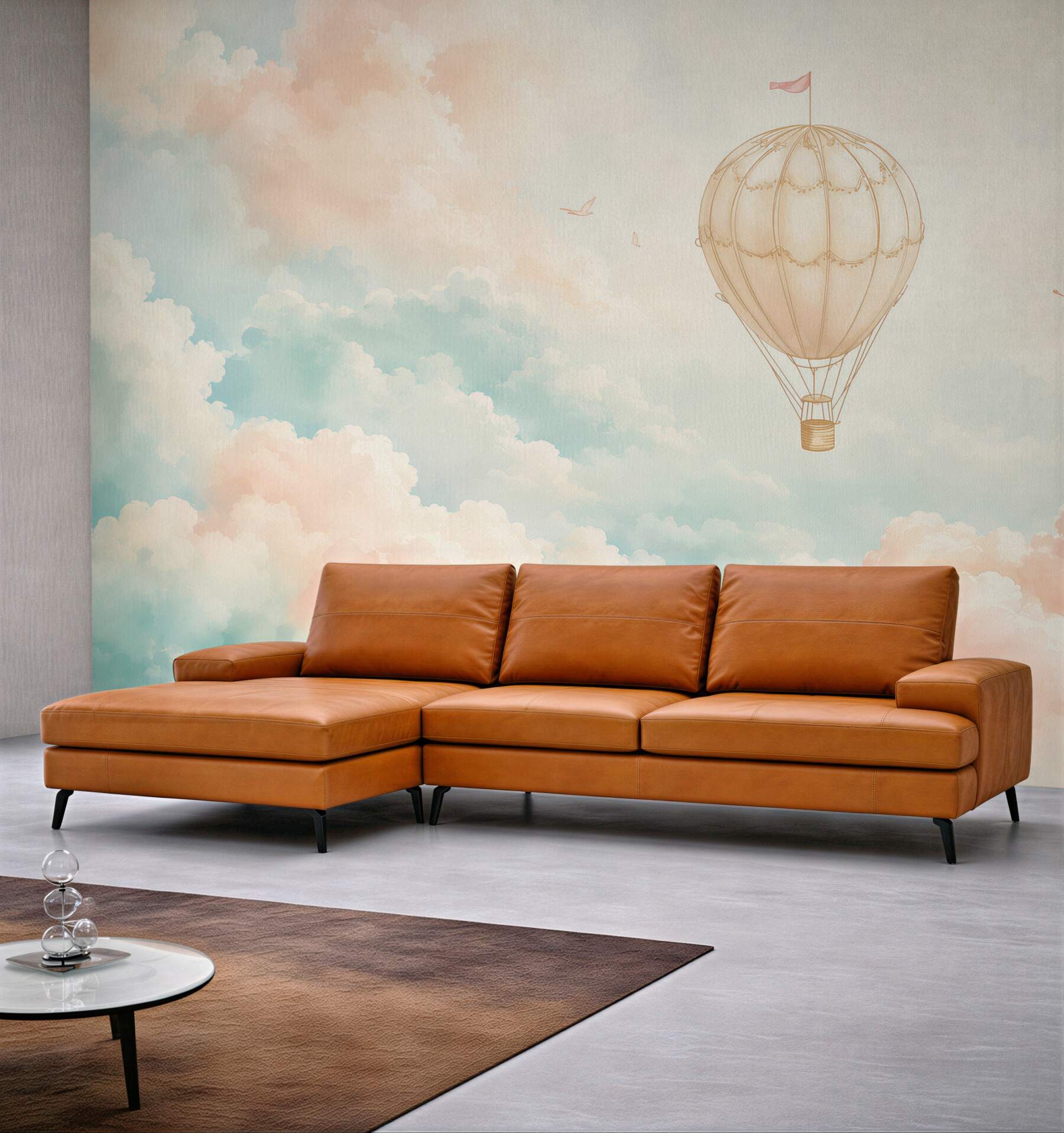 Fototapeta balon wśród chmur pastelowa do pokoju dziecka?v23