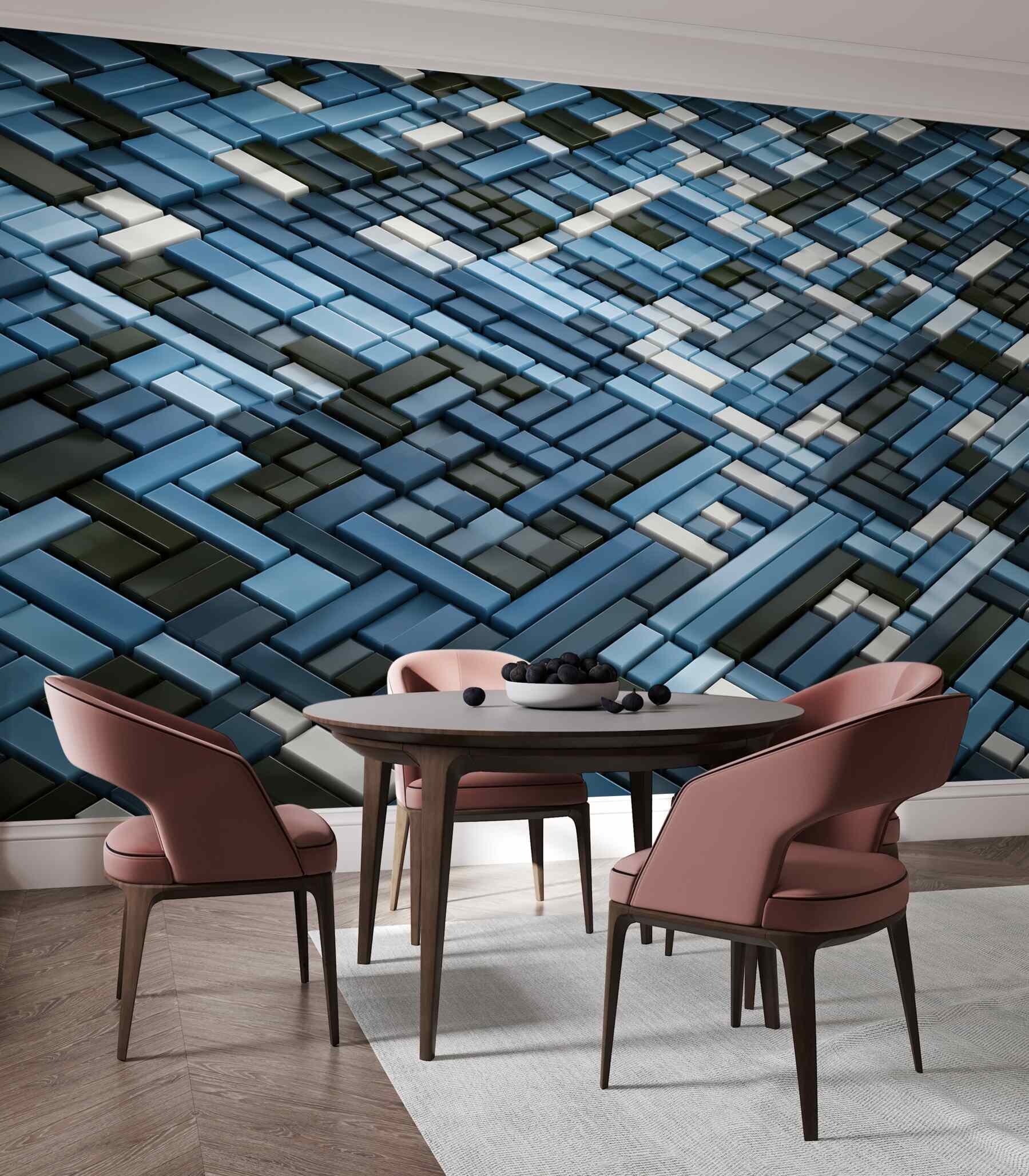Fototapeta geometryczne prostokąty zielono niebieskie nowoczesna 3D?v23