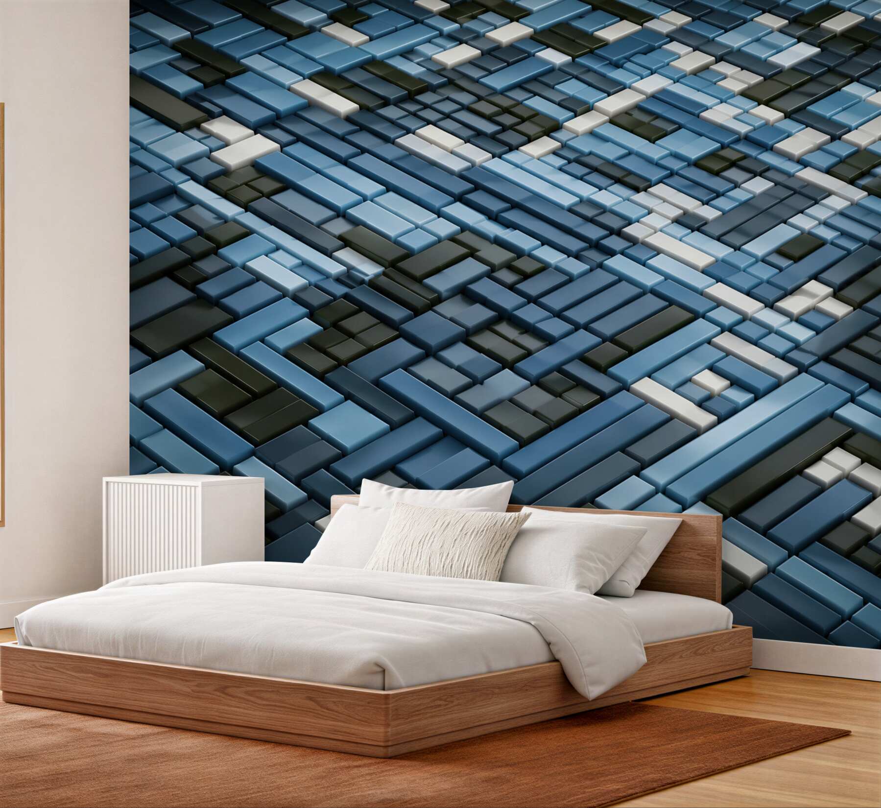 Fototapeta geometryczne prostokąty zielono niebieskie nowoczesna 3D?v23
