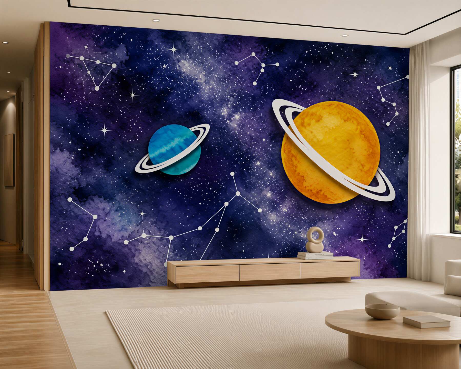 Fototapeta Dwie planety i konstelacje zodiaku
