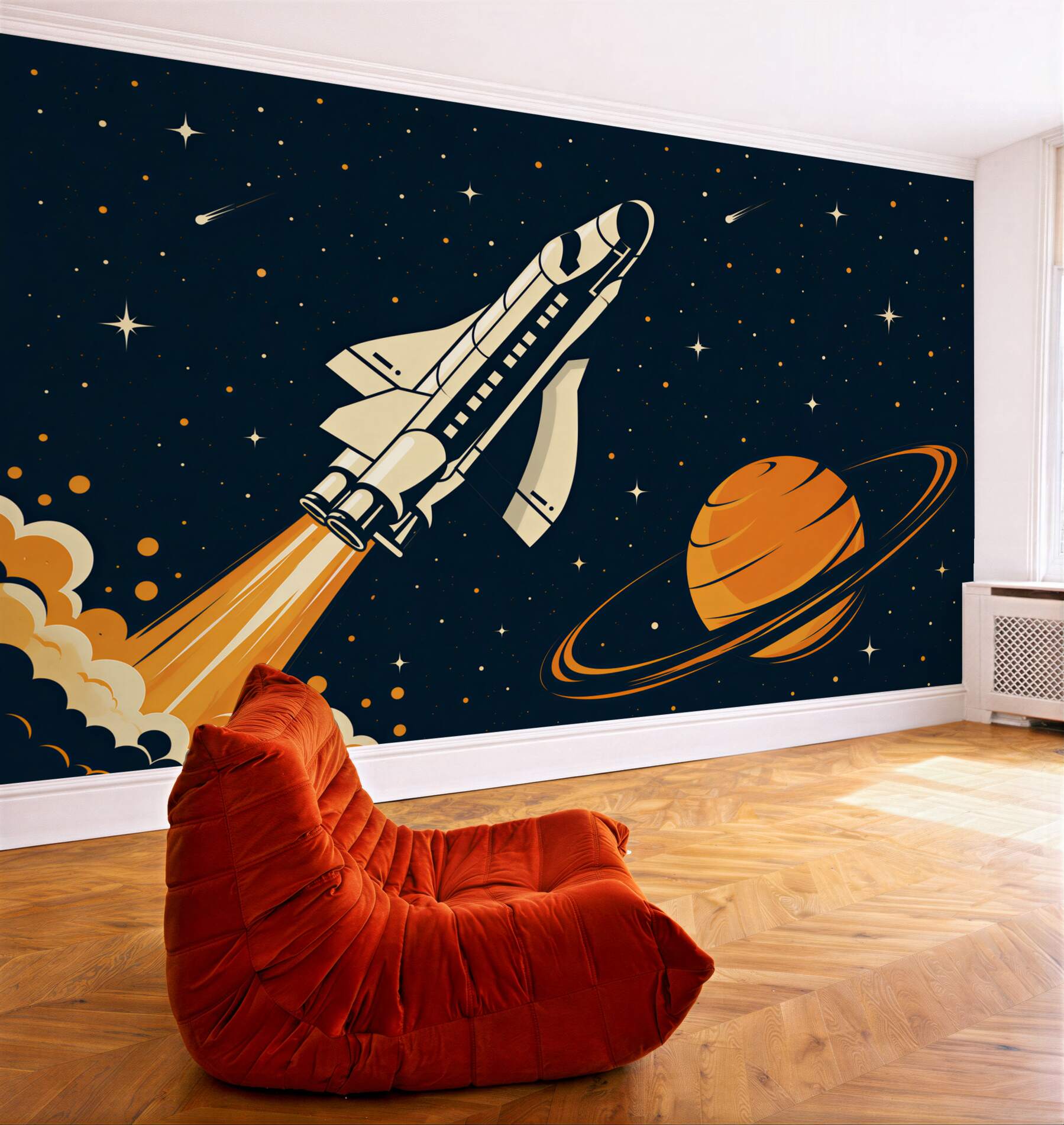 Fototapeta Rakieta leci na dużej planecie?v23