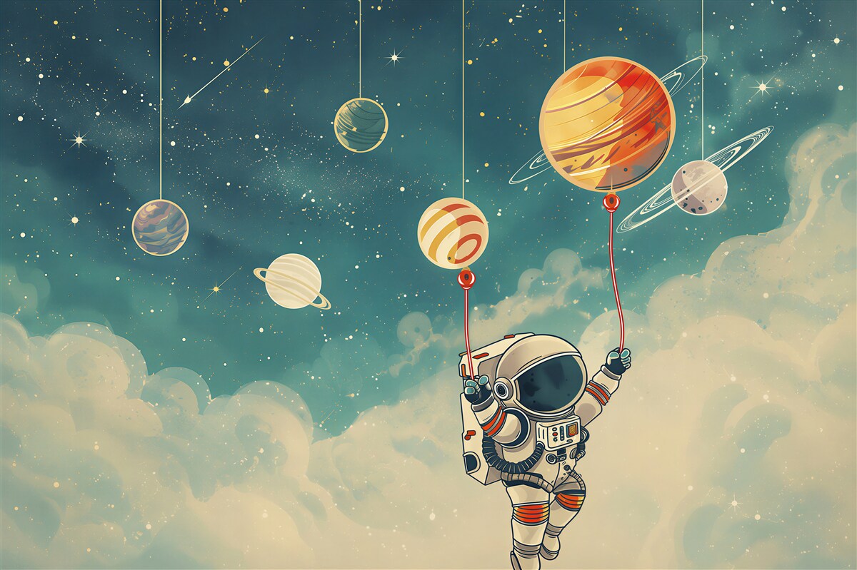 Fototapeta Astronauta przyłapany na planetach