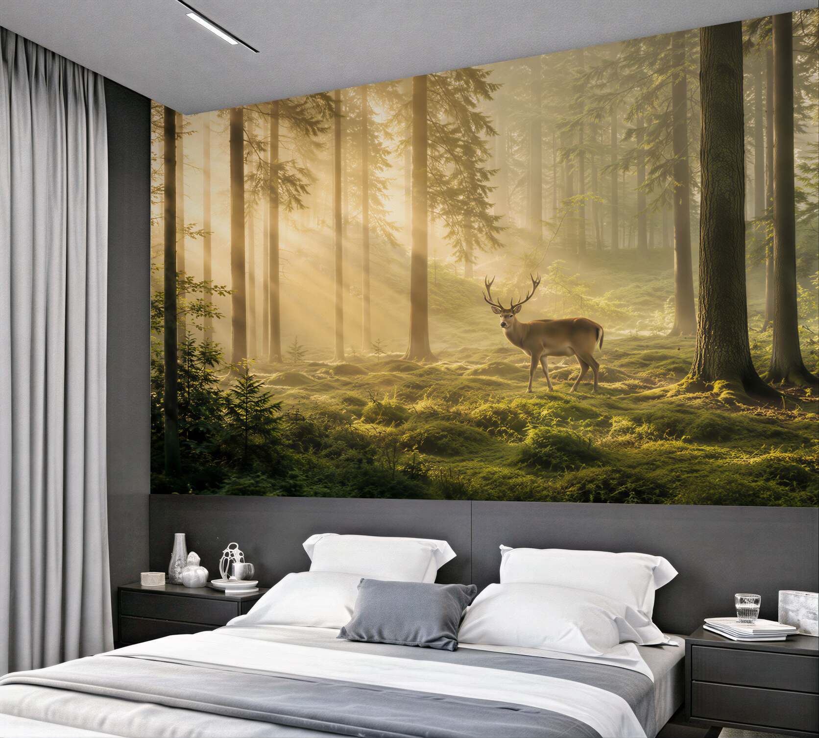 Fototapeta Hirsch in nebligem wald?v23