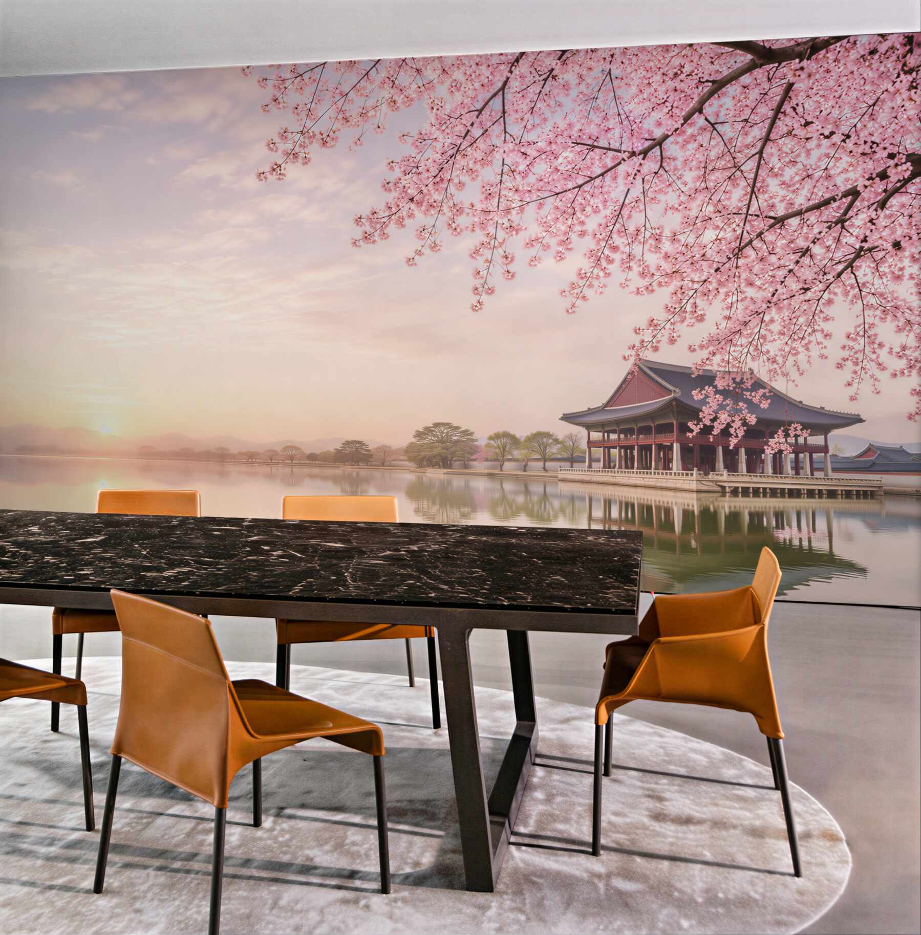 Fototapeta Gyeongbokgung pałac z drzewa wiśni w czasie wiosny w Seulu miasto korea, korea południowa.?v23