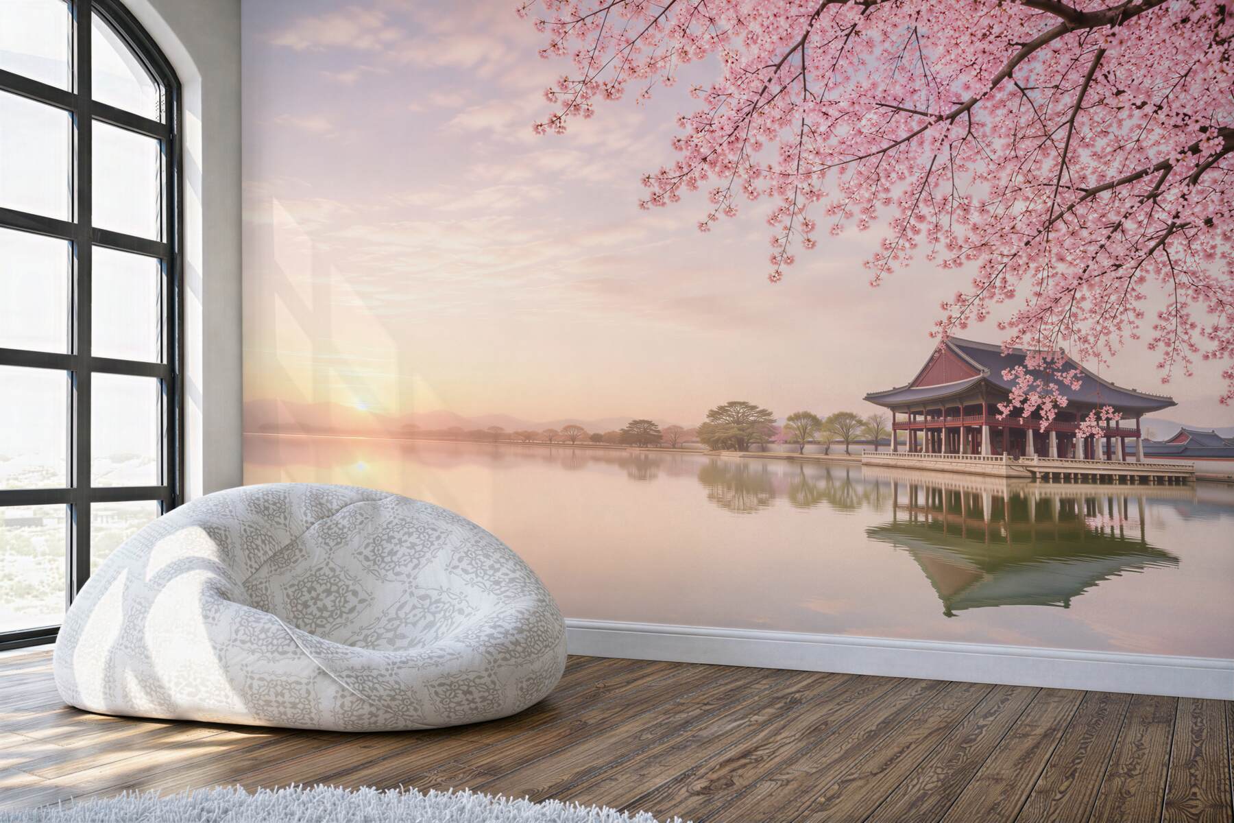 Fototapeta Gyeongbokgung pałac z drzewa wiśni w czasie wiosny w Seulu miasto korea, korea południowa.?v23